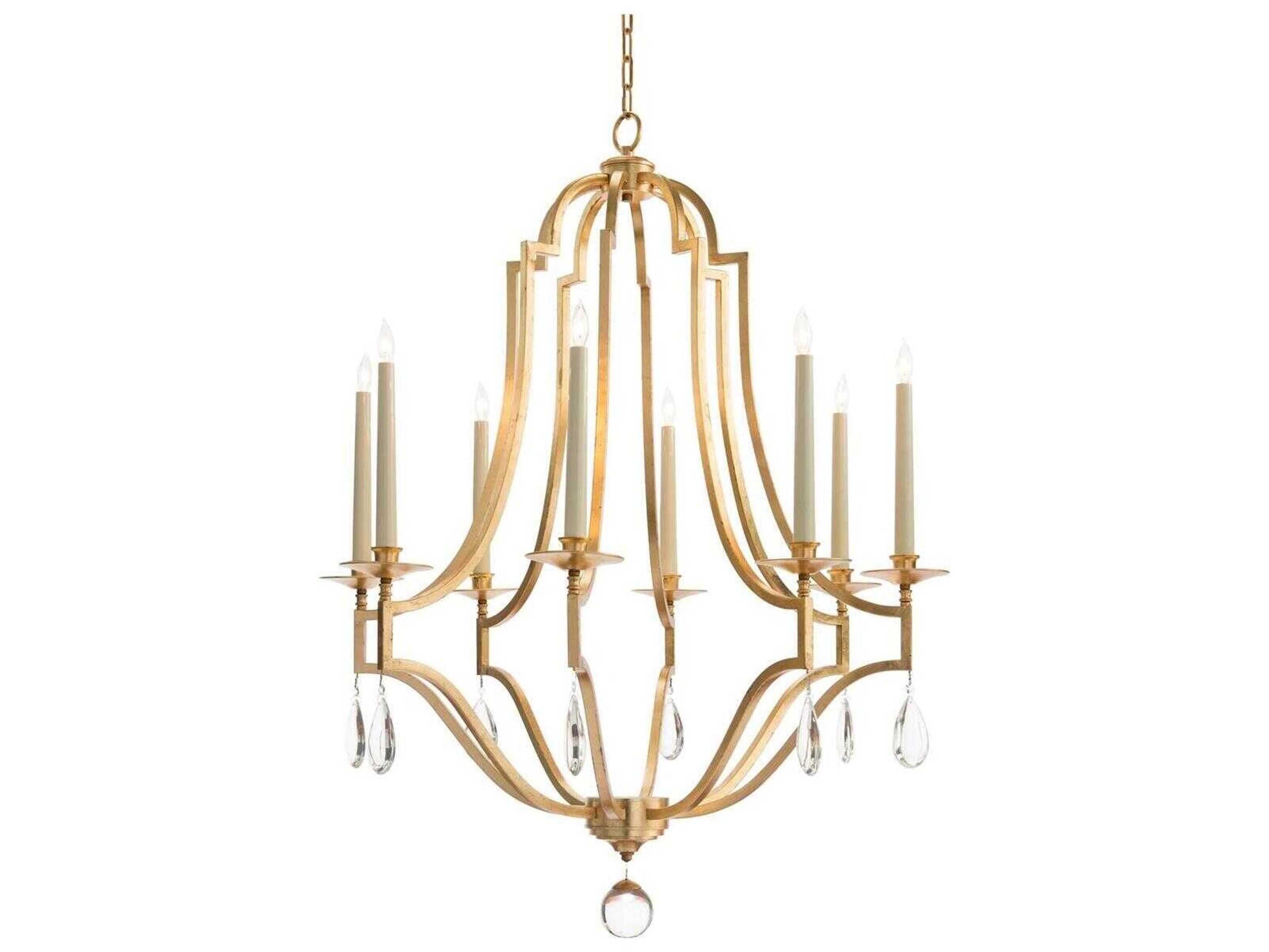 John Richard Mark Mcdowell 8-Light Gold Crystal Candelabra Chandelier