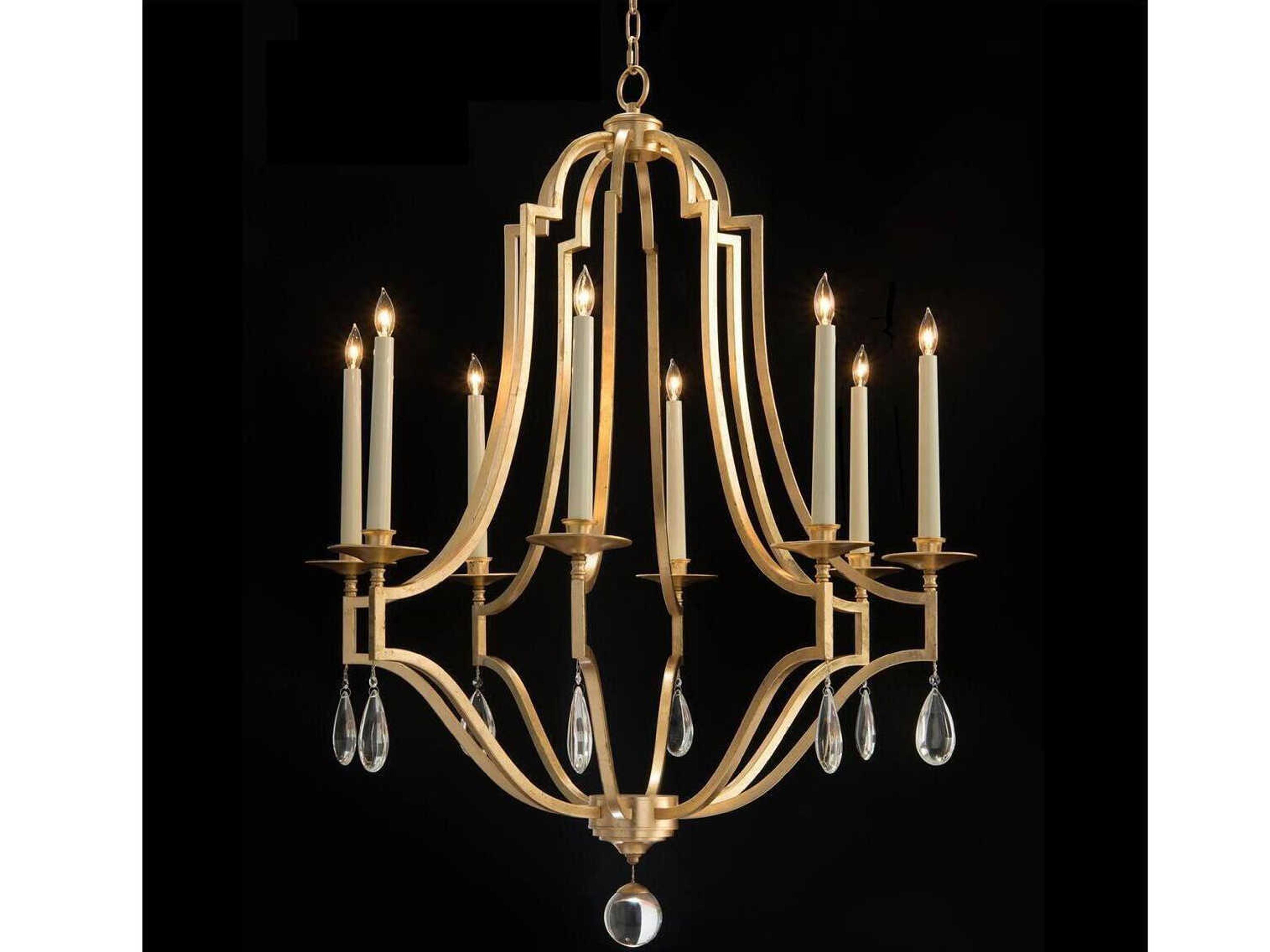 John Richard Mark Mcdowell 8-Light Gold Crystal Candelabra Chandelier