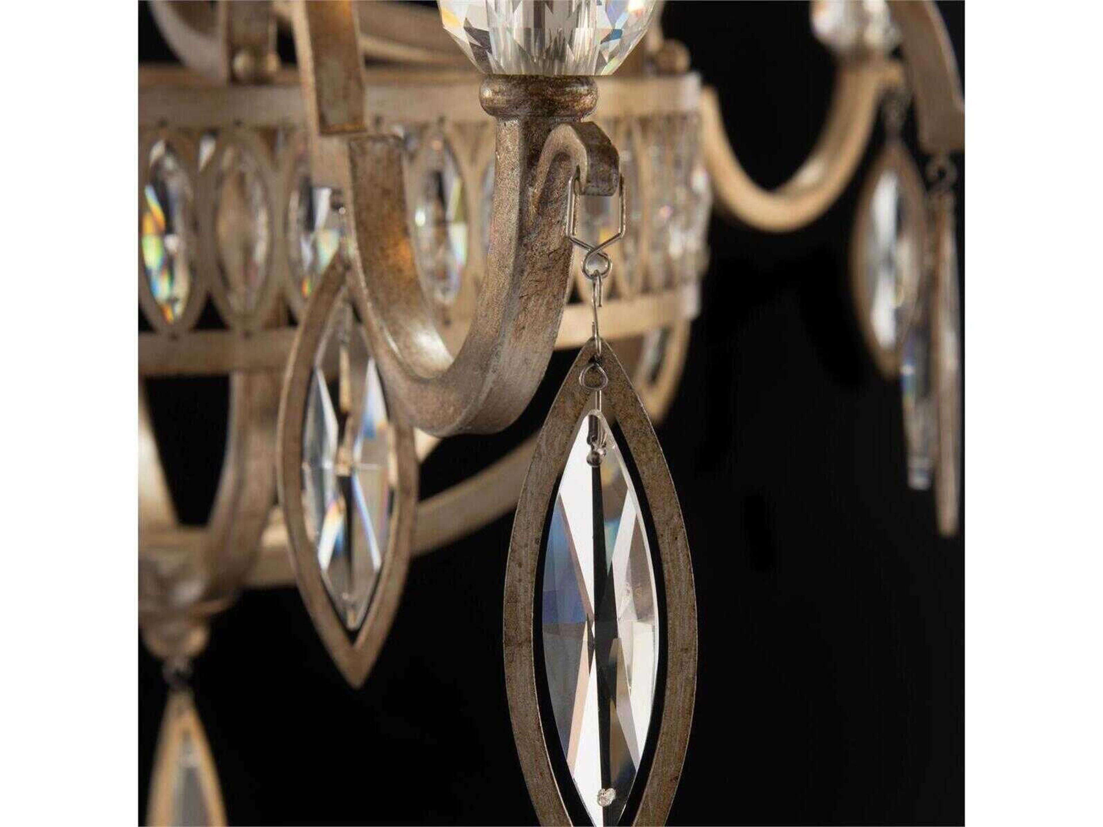John Richard Mark McDowell Marquis 6-Light Antique Silver Leaf Crystal Candelabra Chandelier