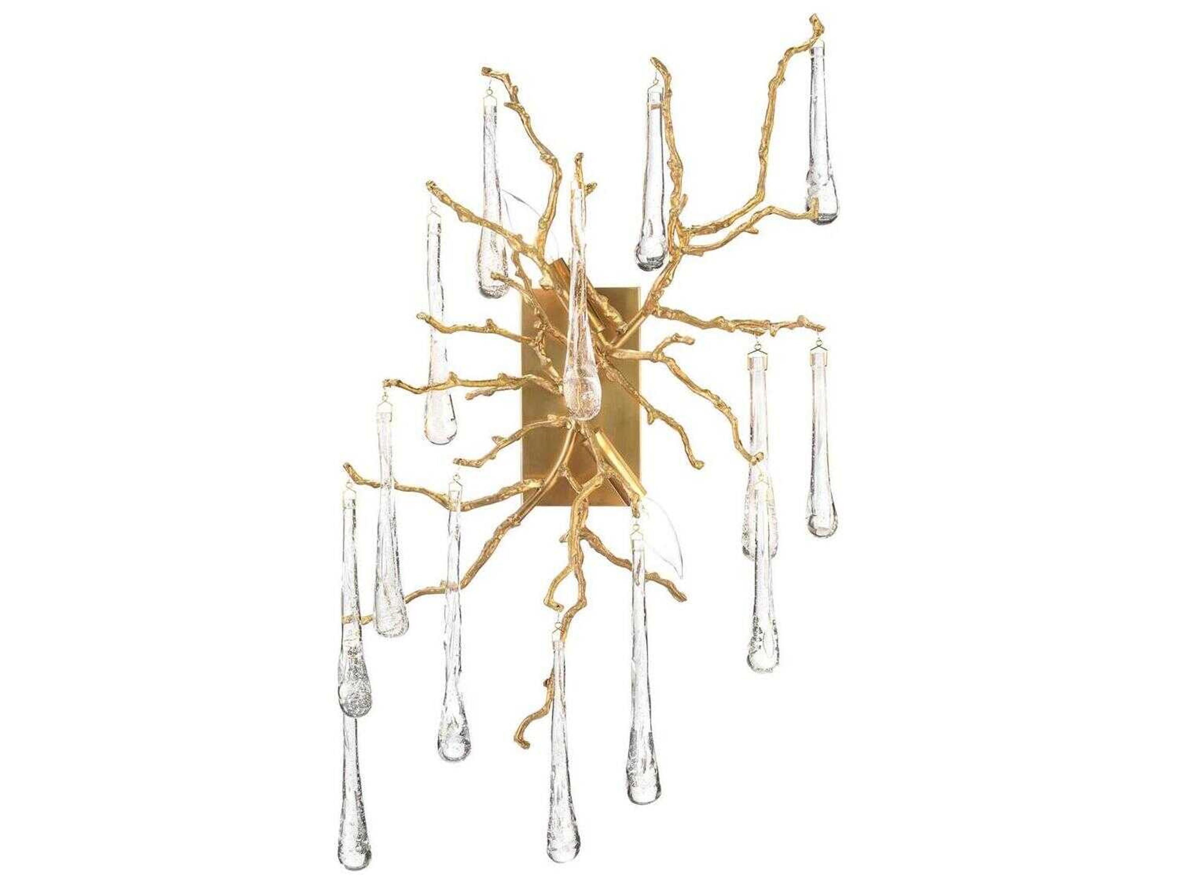 John Richard Mark Mcdowell Two-light Brass Glass Wall Sconce