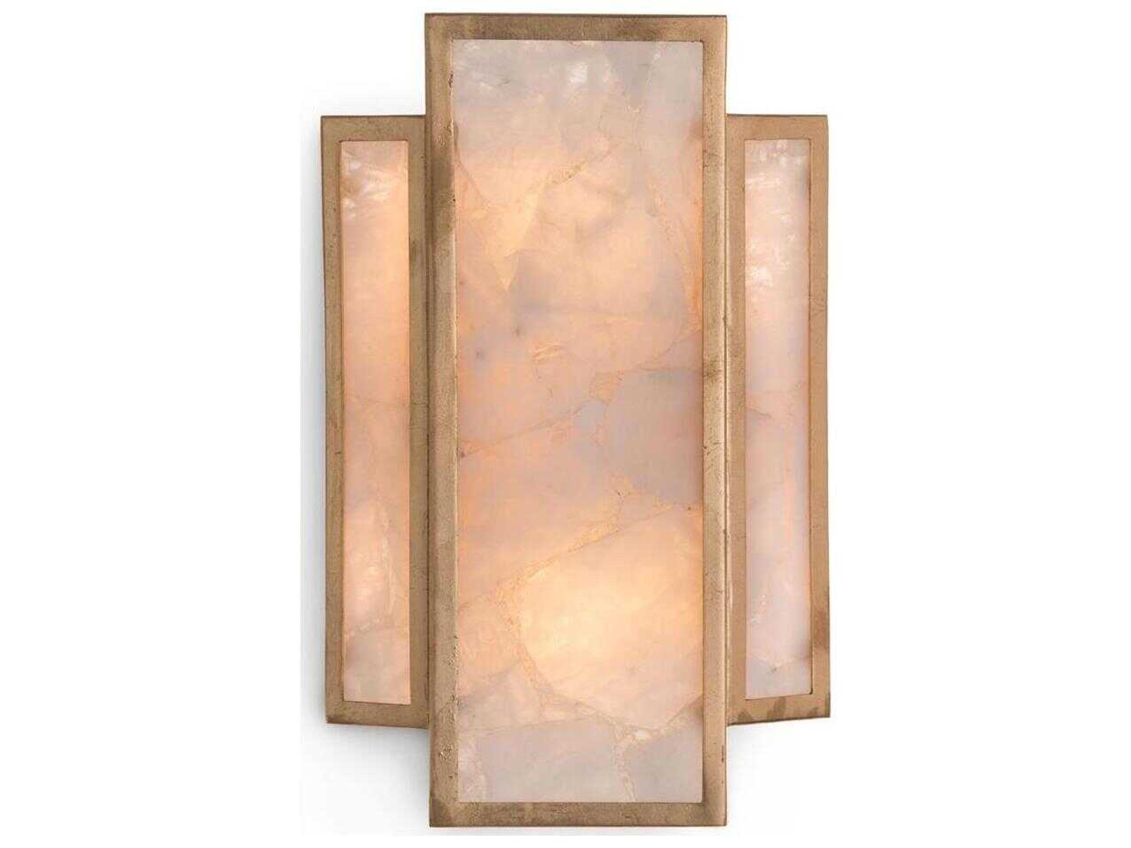 Mark McDowell Calcite 2-Light Gold Crystal Wall Sconce