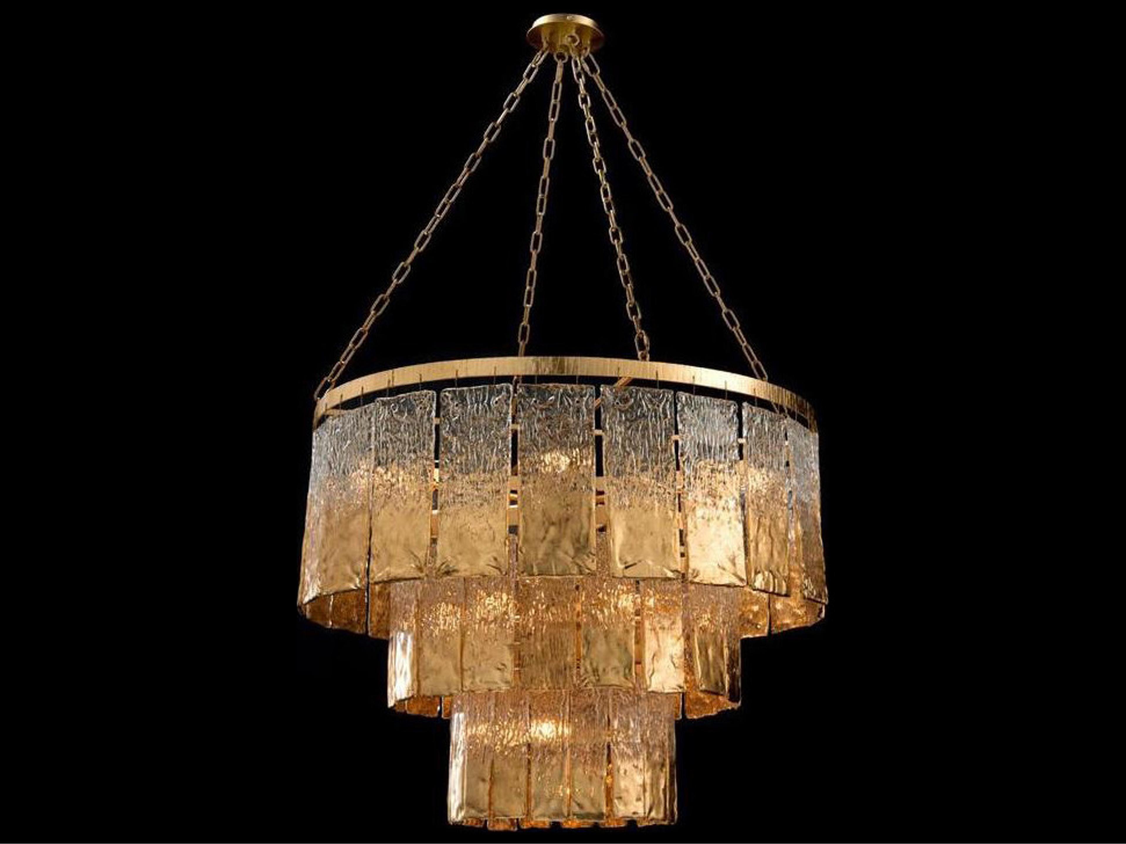 John Richard Twilight 16-Light Gold Leaf Geometric Tiered Chandelier