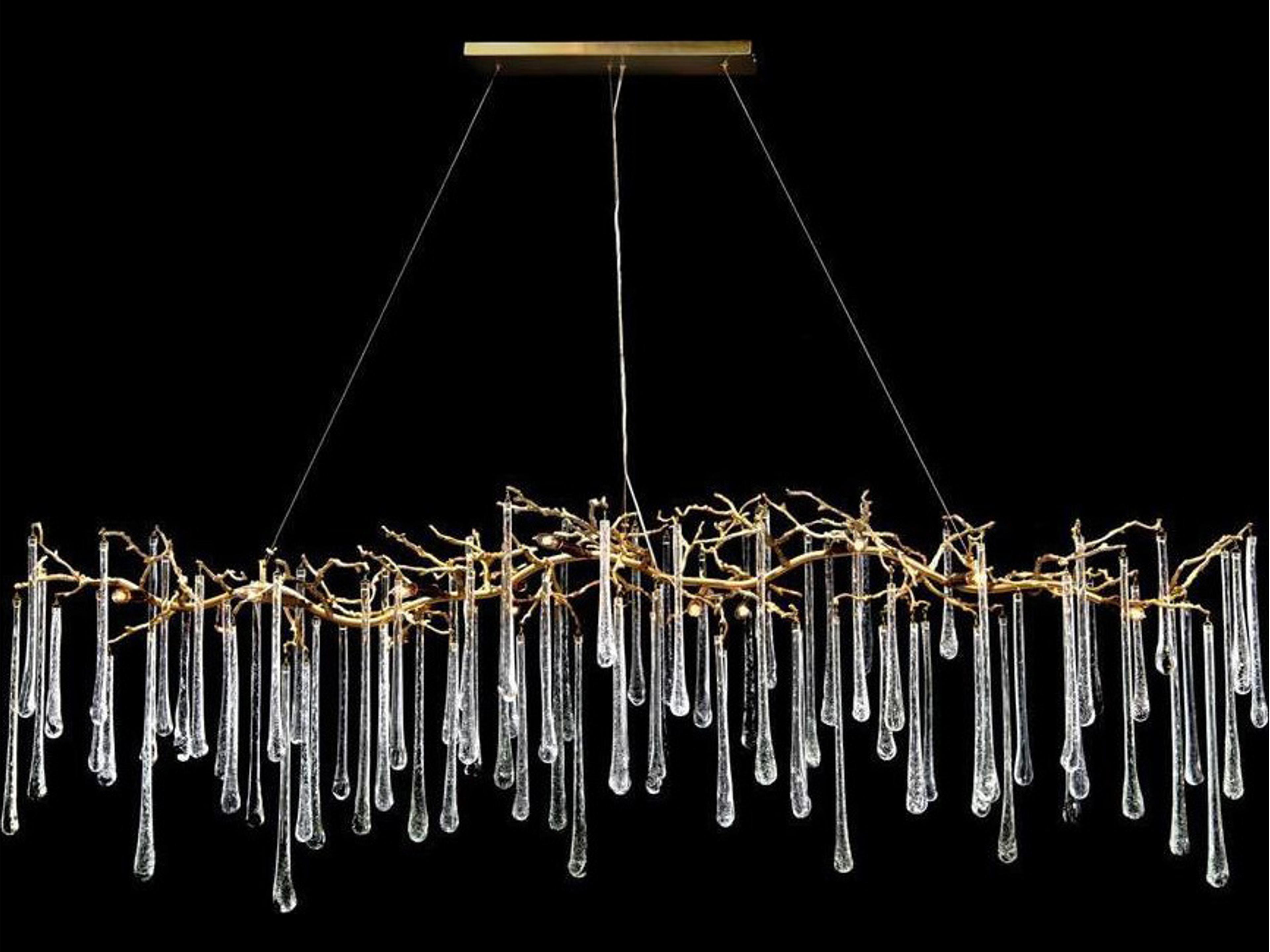 Teardrop 14-Light Brass Island Pendant