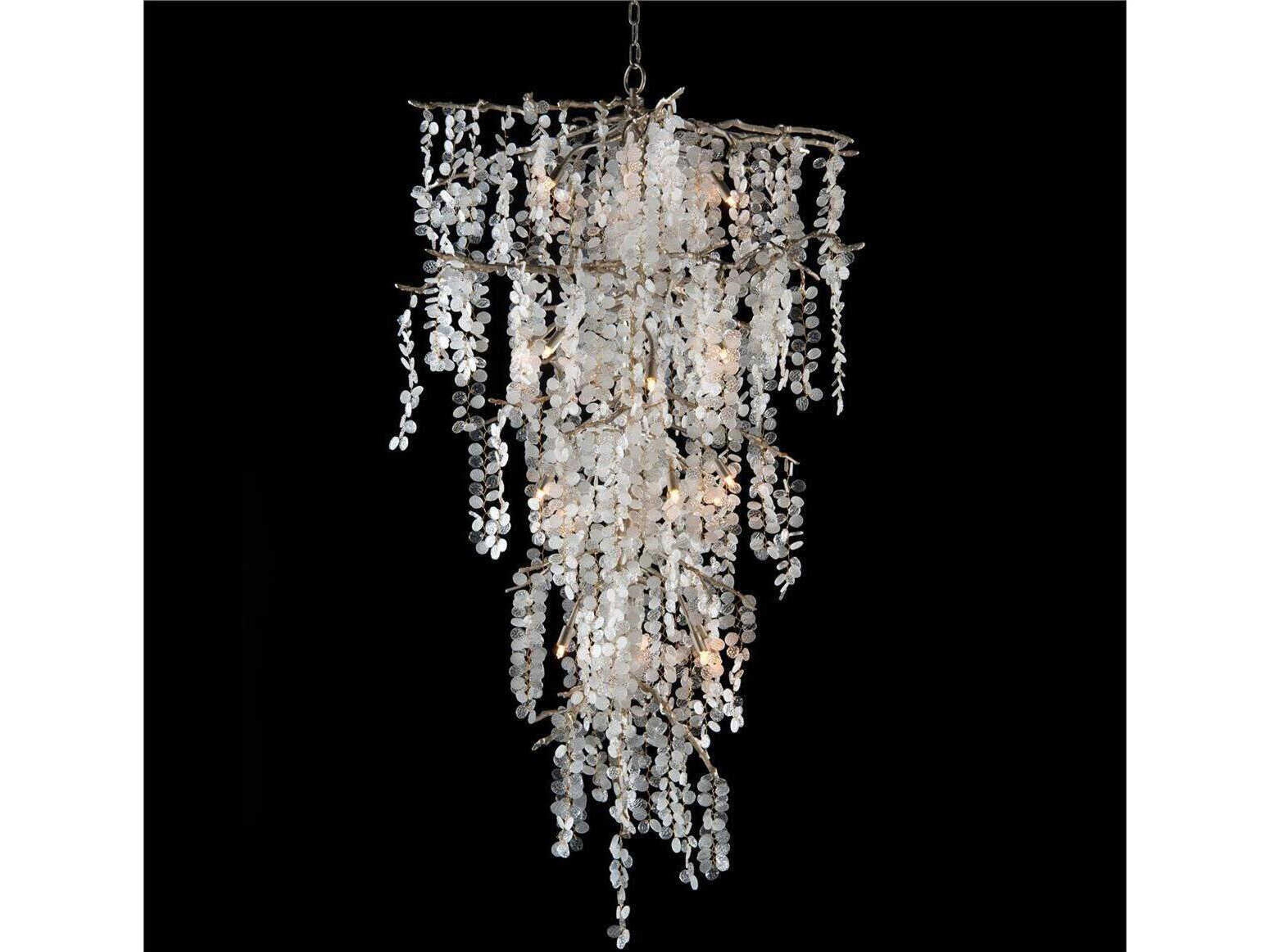 John Richard Shiro-Noda 21-Light Silver Crystal Glass Tiered Chandelier