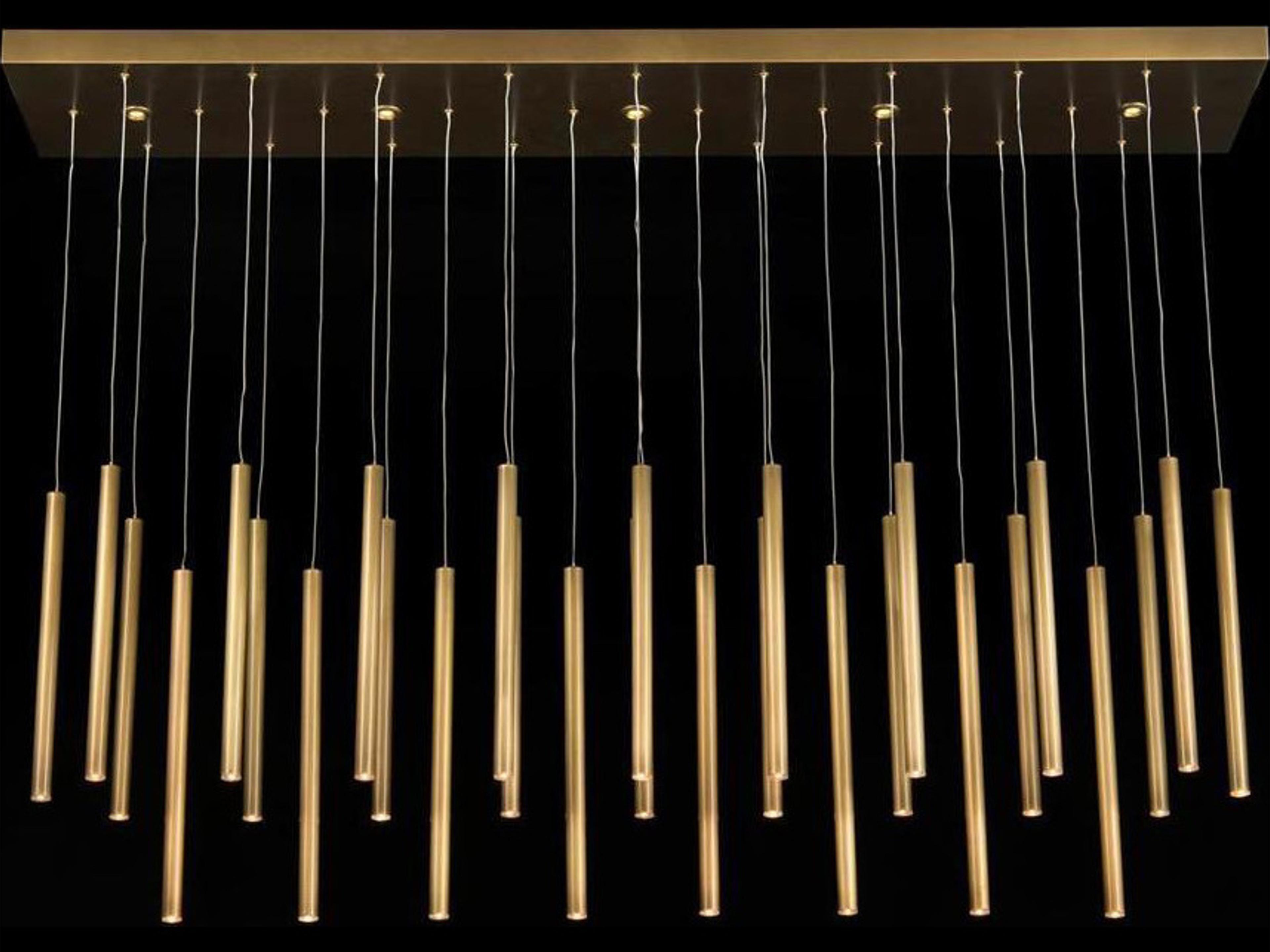 John Richard Hans 35-Light Brass Linear Island Pendant