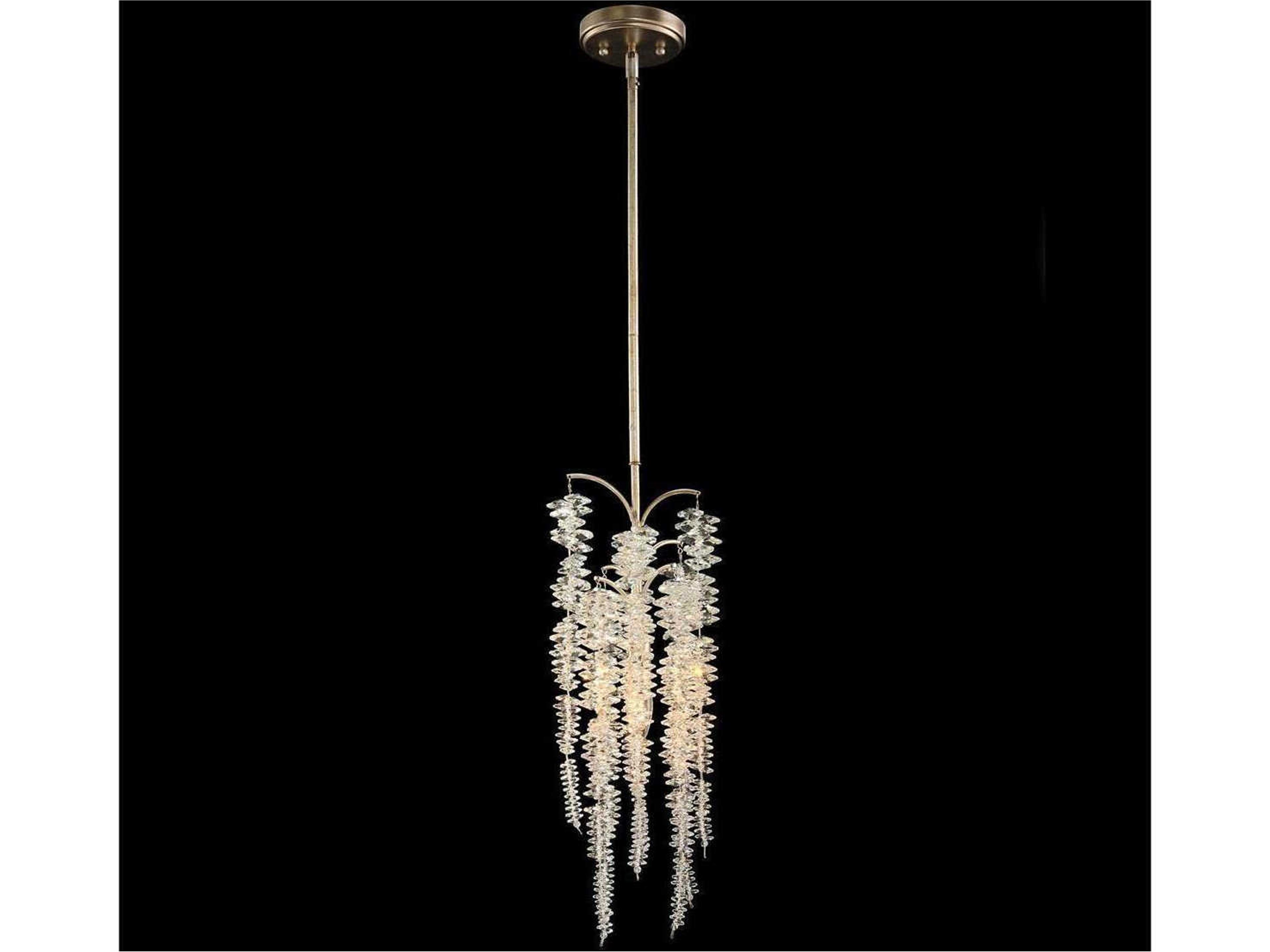 Cascading Crystal 1-Light Silver Mini Pendant