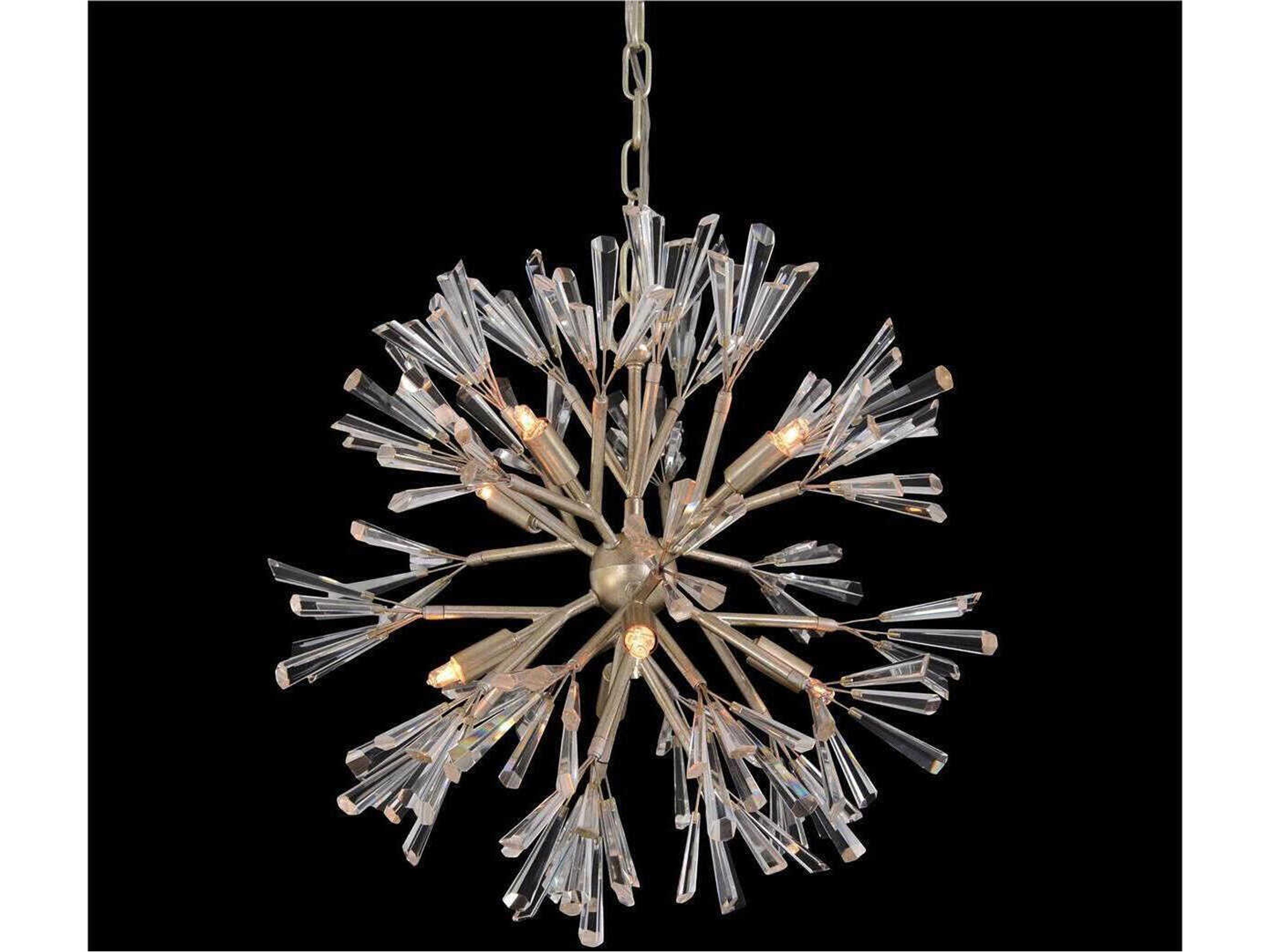 John Richard Luna Crystal Wand Branched 8-Light Antiqued Silver Nickel Sputnik Pendant
