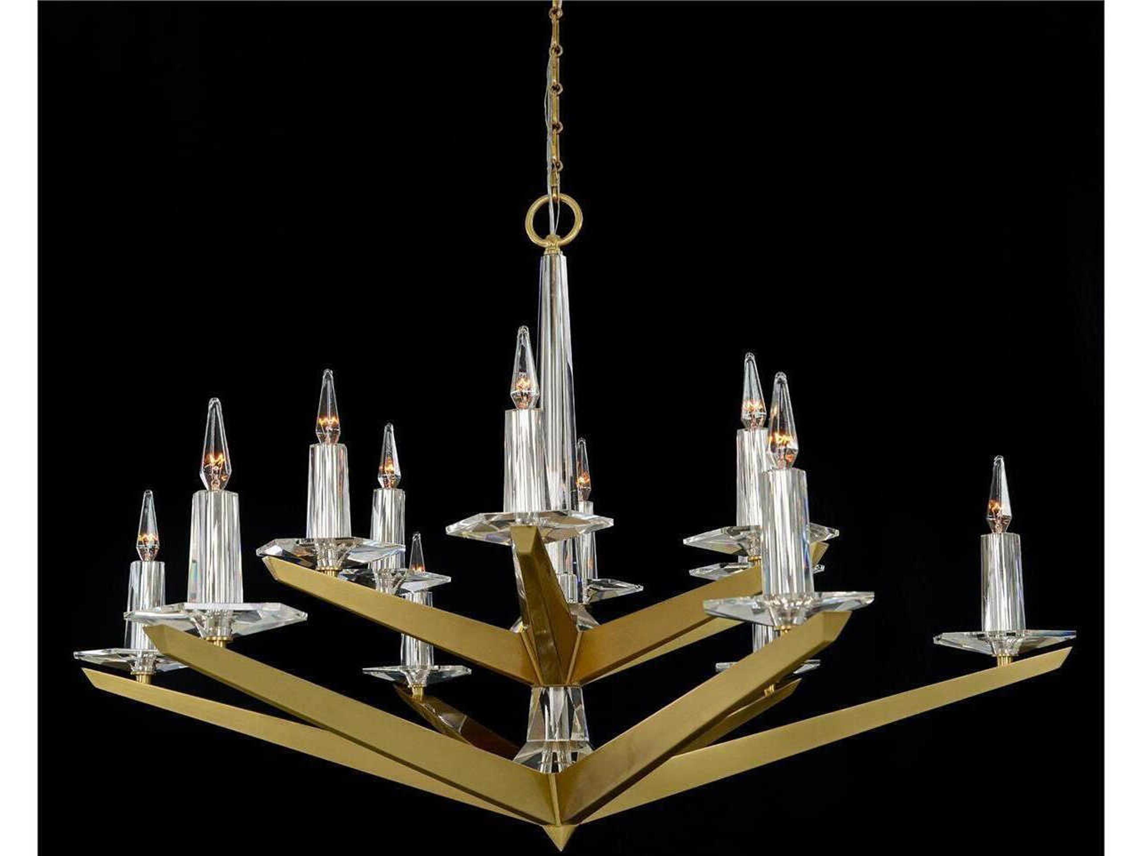 Kevin VonKluck Antares 12-Light Brushed Brass Crystal Glass Chandelier