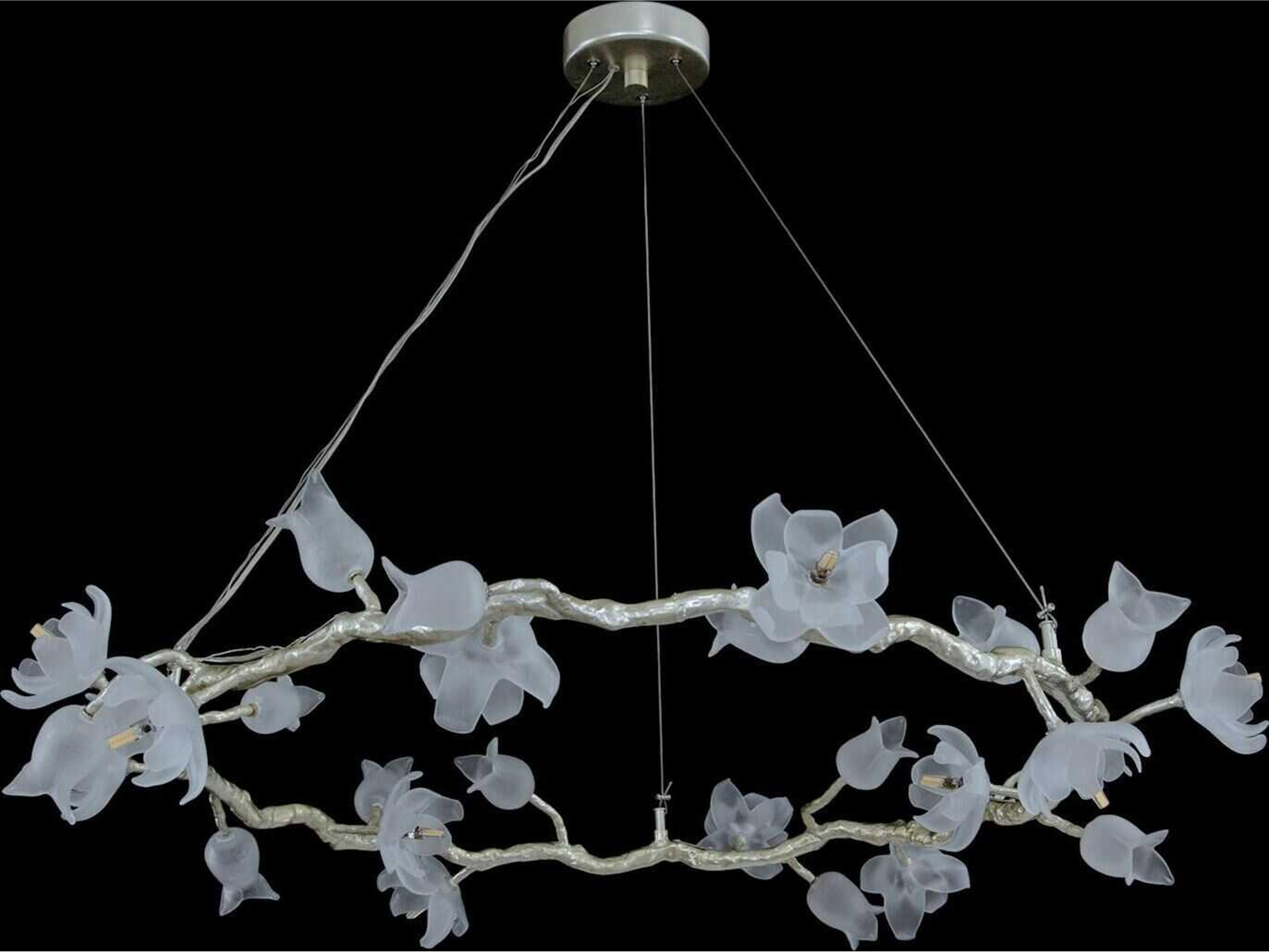 John Richard Mark McDowell Churippu Magnolia & Tulip 7-Light Silver Leaf Glass LED Chandelier
