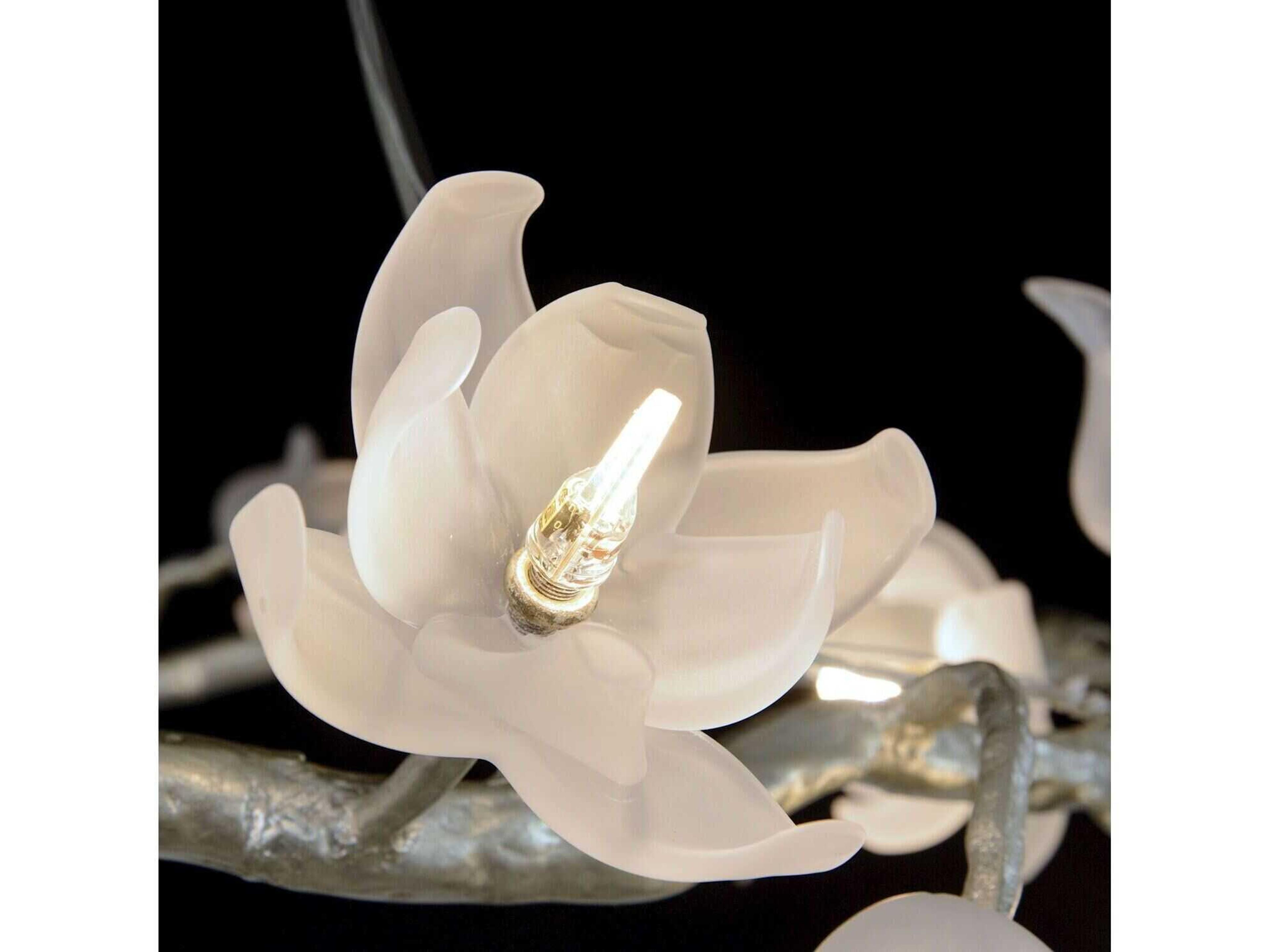 John Richard Mark McDowell Churippu Magnolia & Tulip 7-Light Silver Leaf Glass LED Chandelier