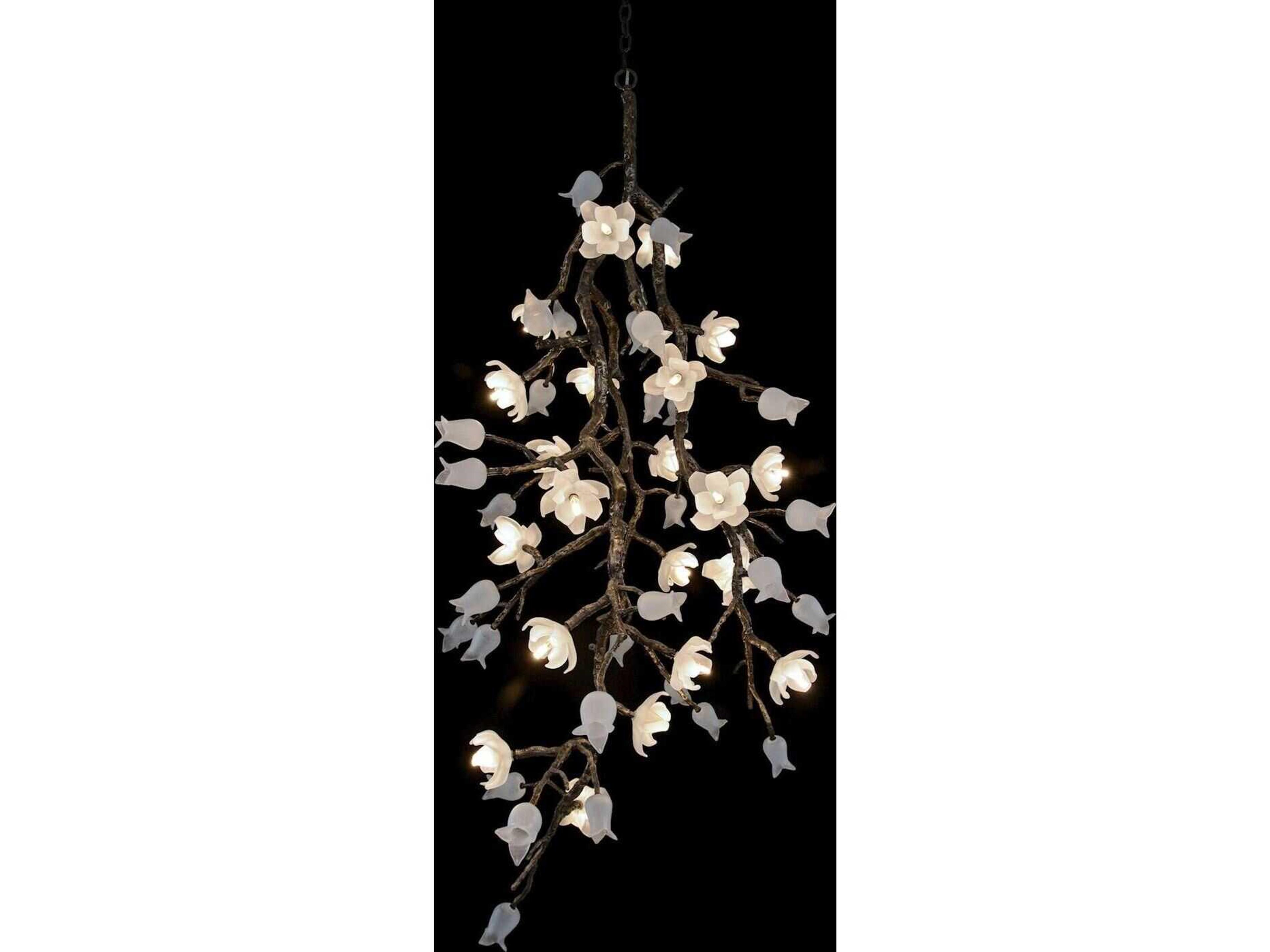 John Richard Mark McDowell Churippu Magnolia & Tulip 21-Light Bronze Glass LED Chandelier