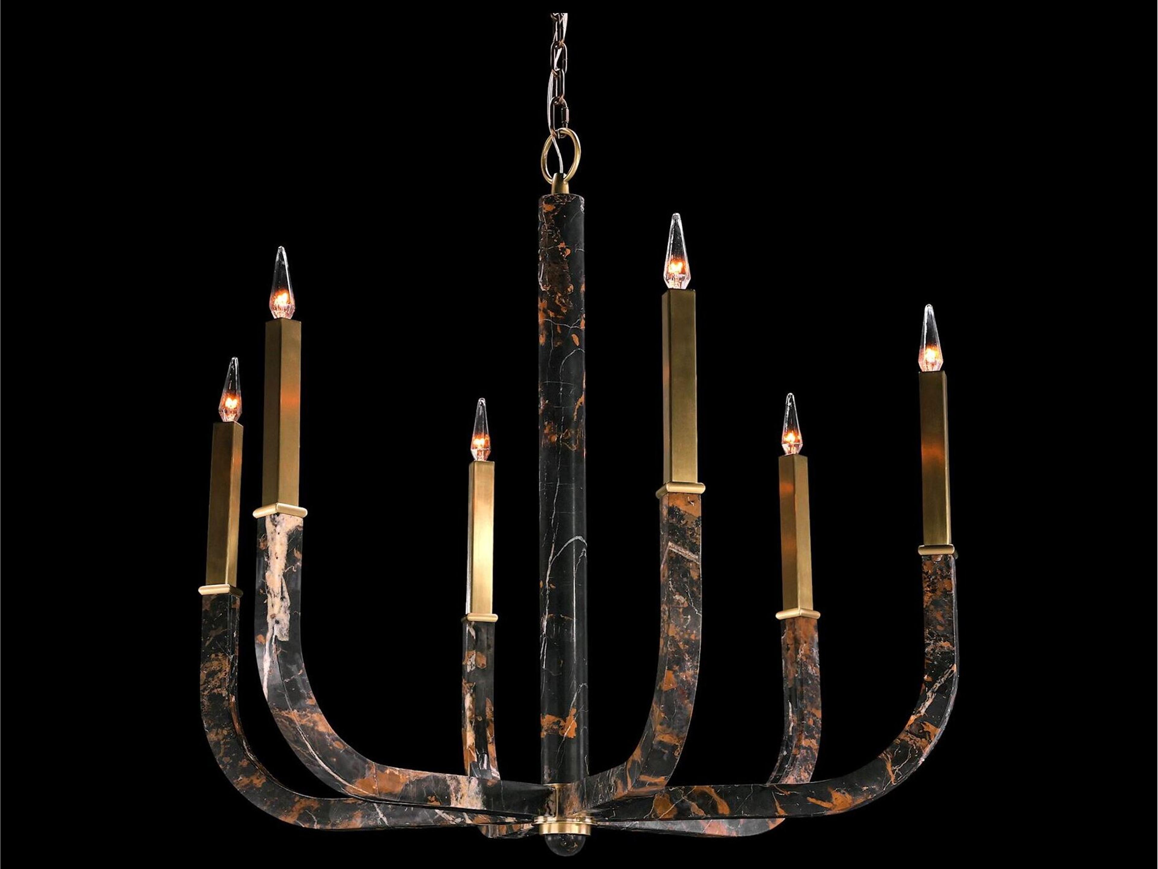 John Richard Hampton 6-Light Honey Gold Candelabra Chandelier