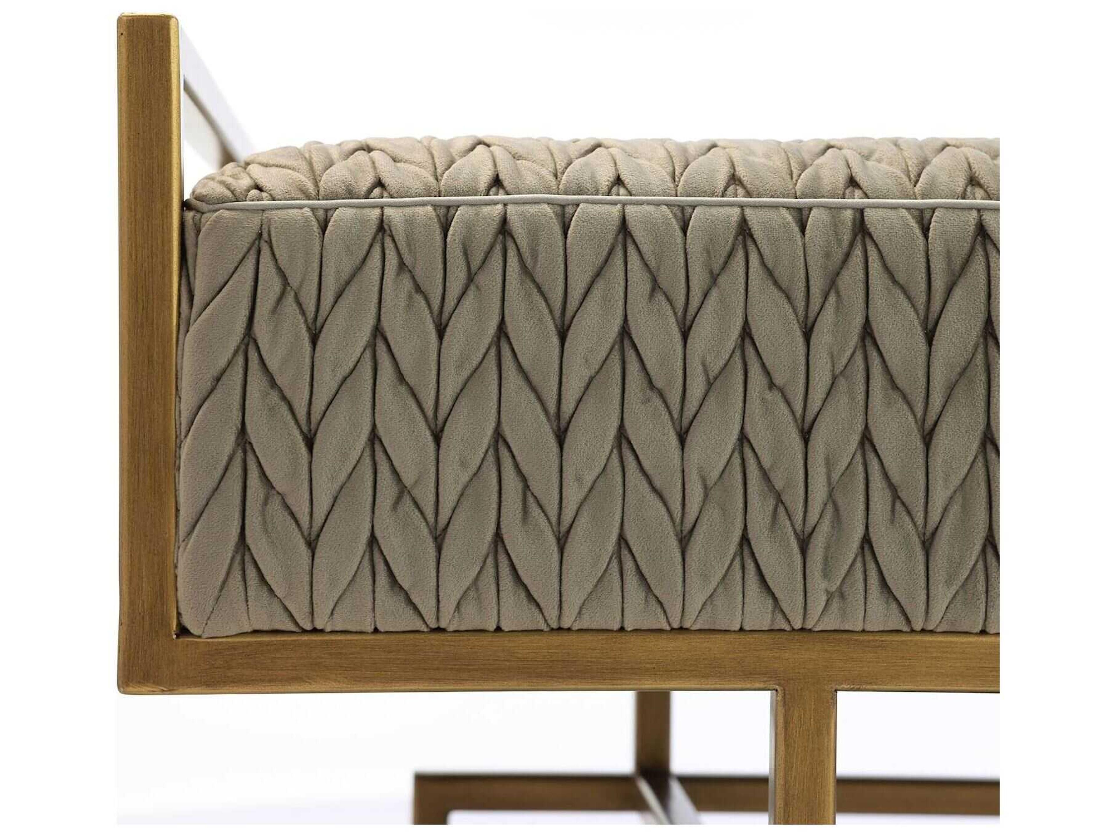 John Richard Wiggins Braid Mushroom Aztec Gold Upholstered Accent Bench