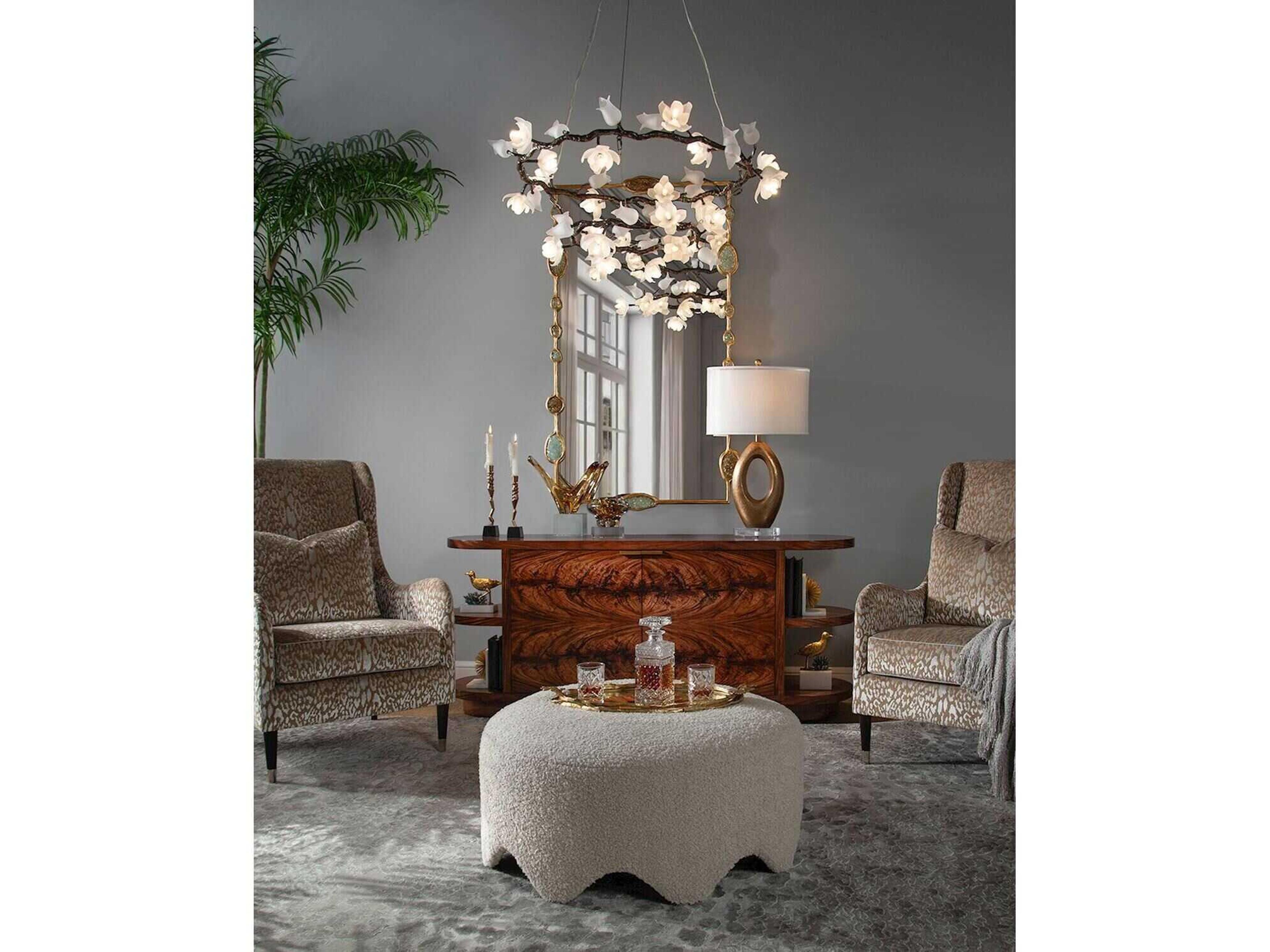 John Richard Current White Upholstered Ottoman