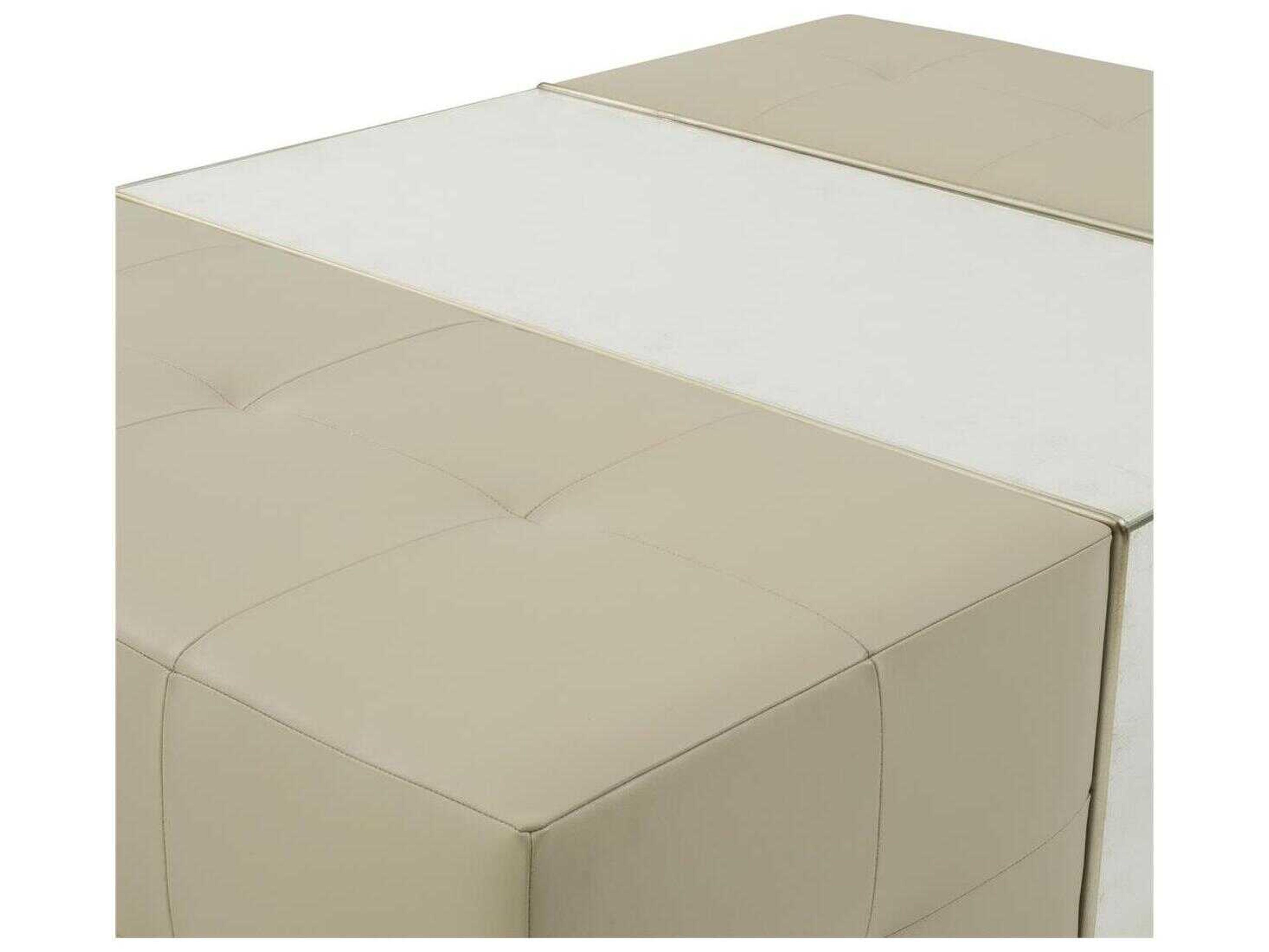 John Richard Park City Silver Beige Upholstered Ottoman