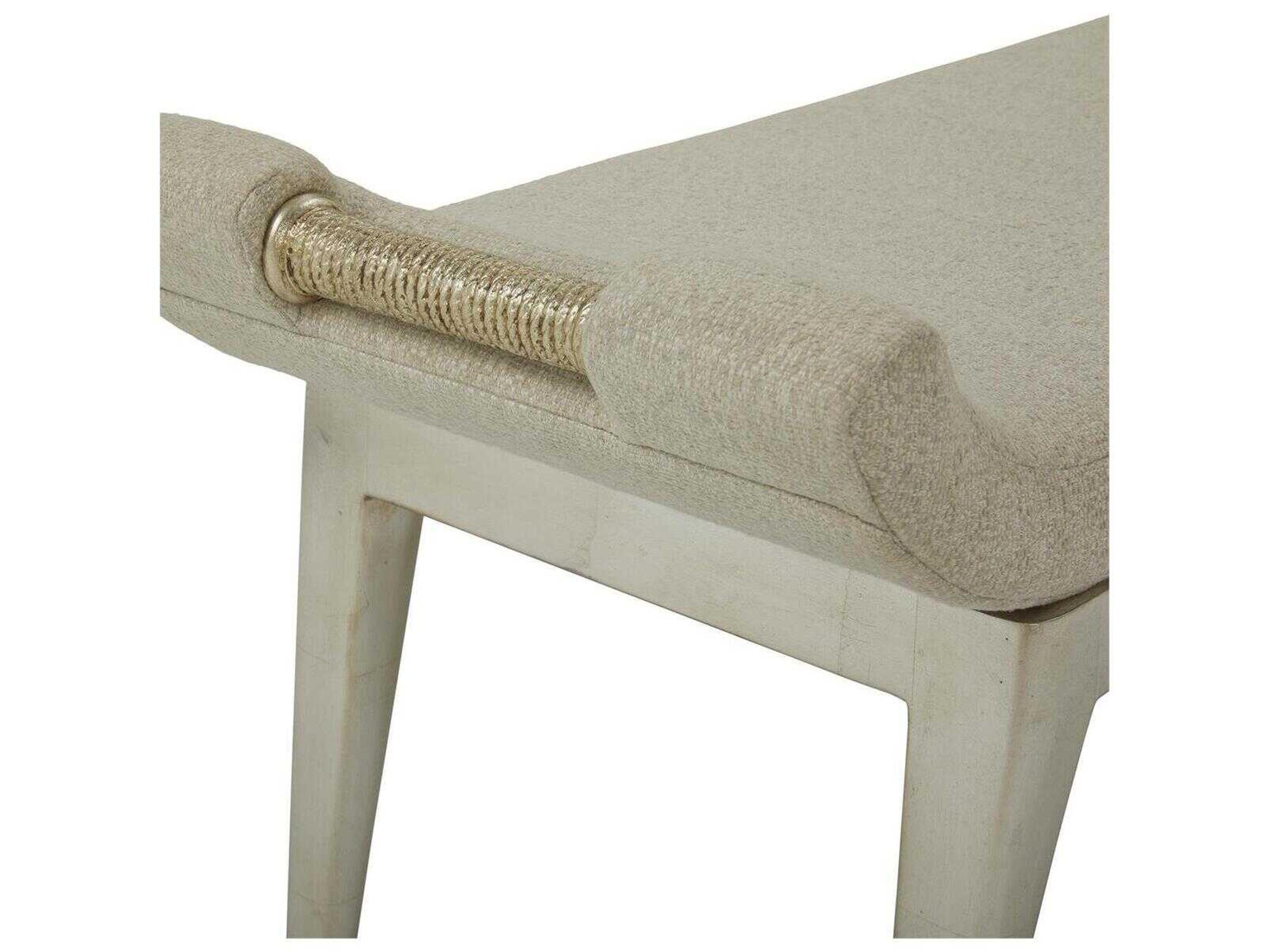 John Richard Wingtip Naima Linen Champagne Silver Upholstered Accent Bench