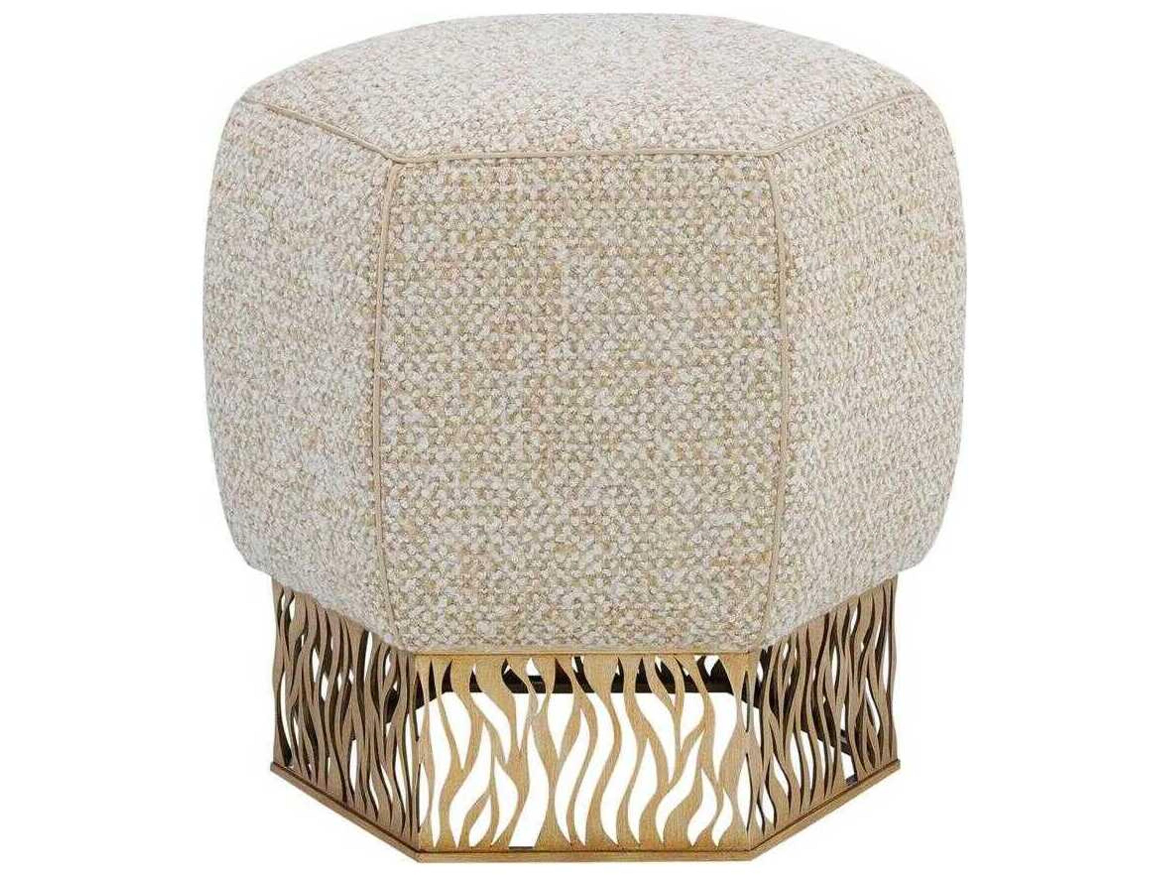 Honeycomb Cream Upholstered Ottoman
