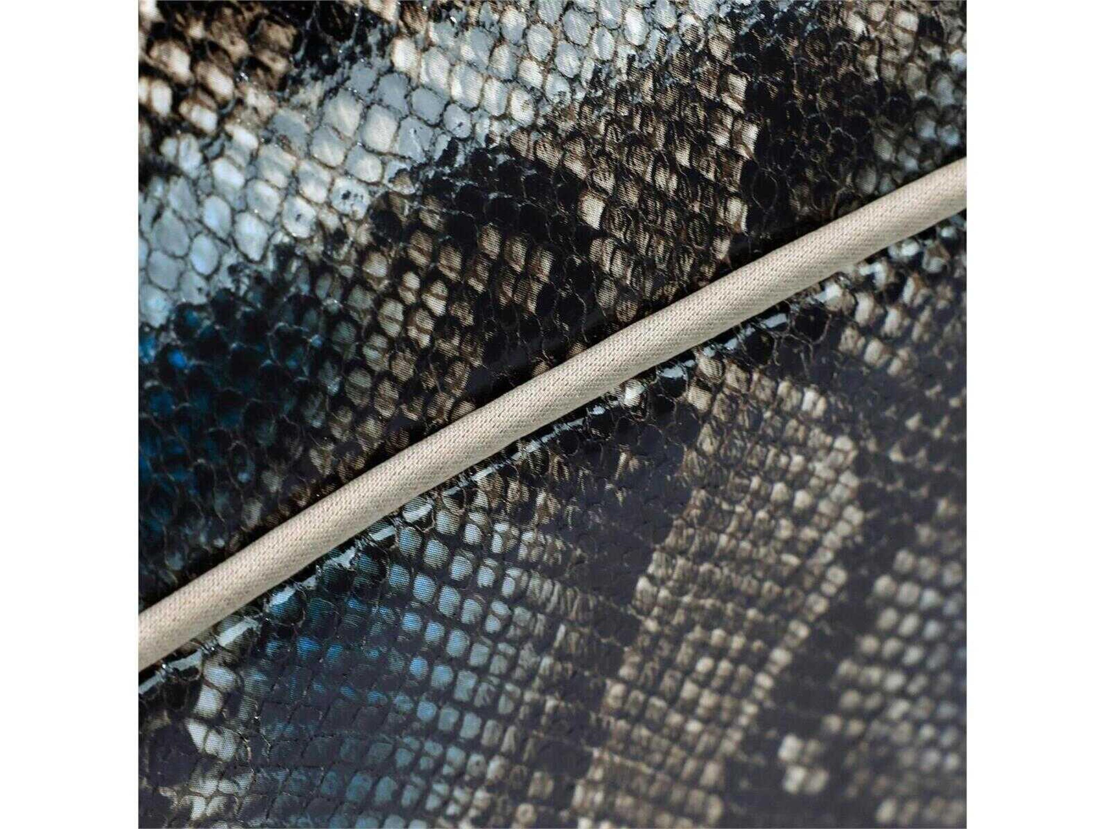 John Richard Curved Viper Blue Upholstered Ottoman