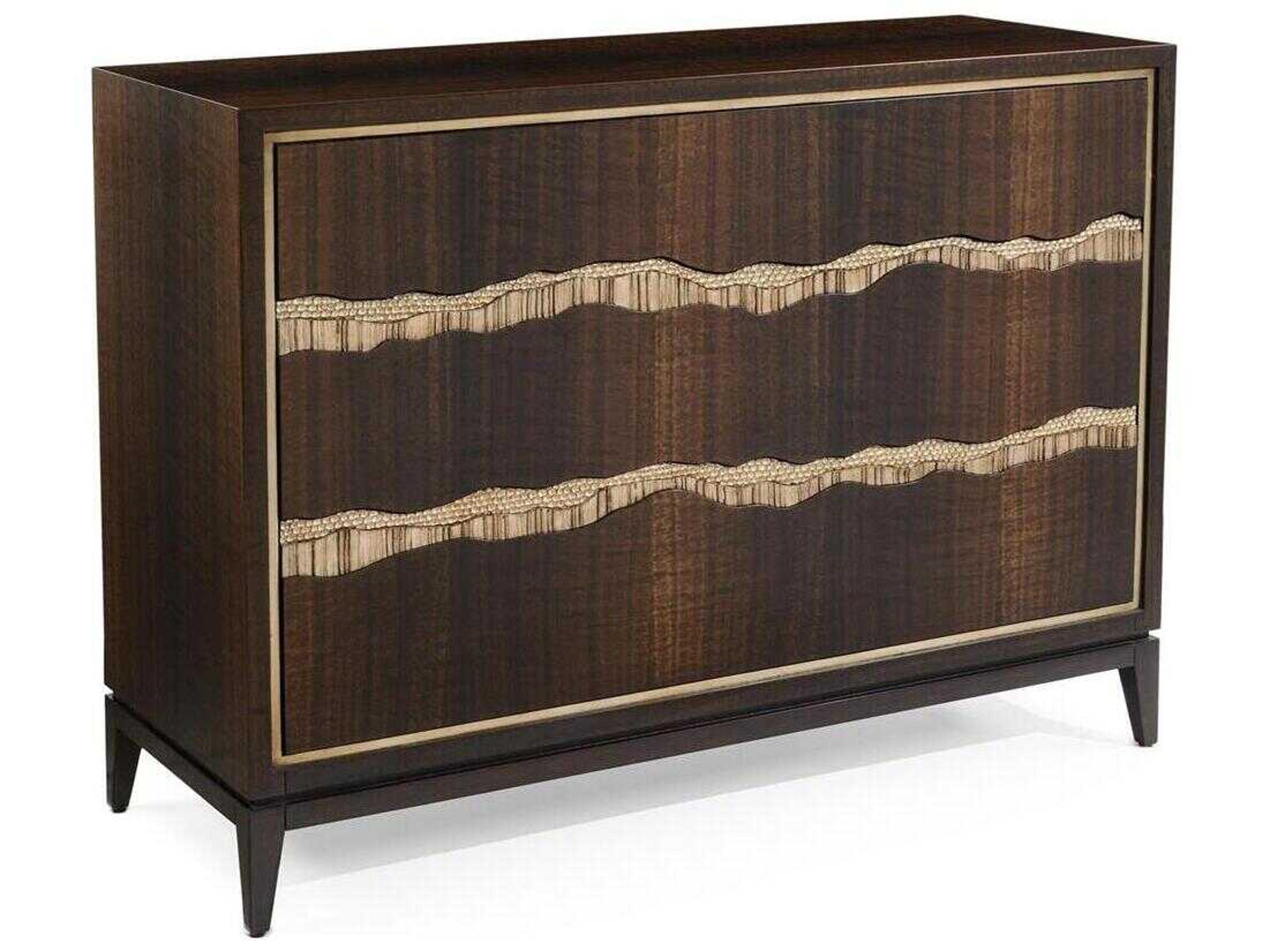 John Richard Creekside Black Brown Oak Wood Accent Chest
