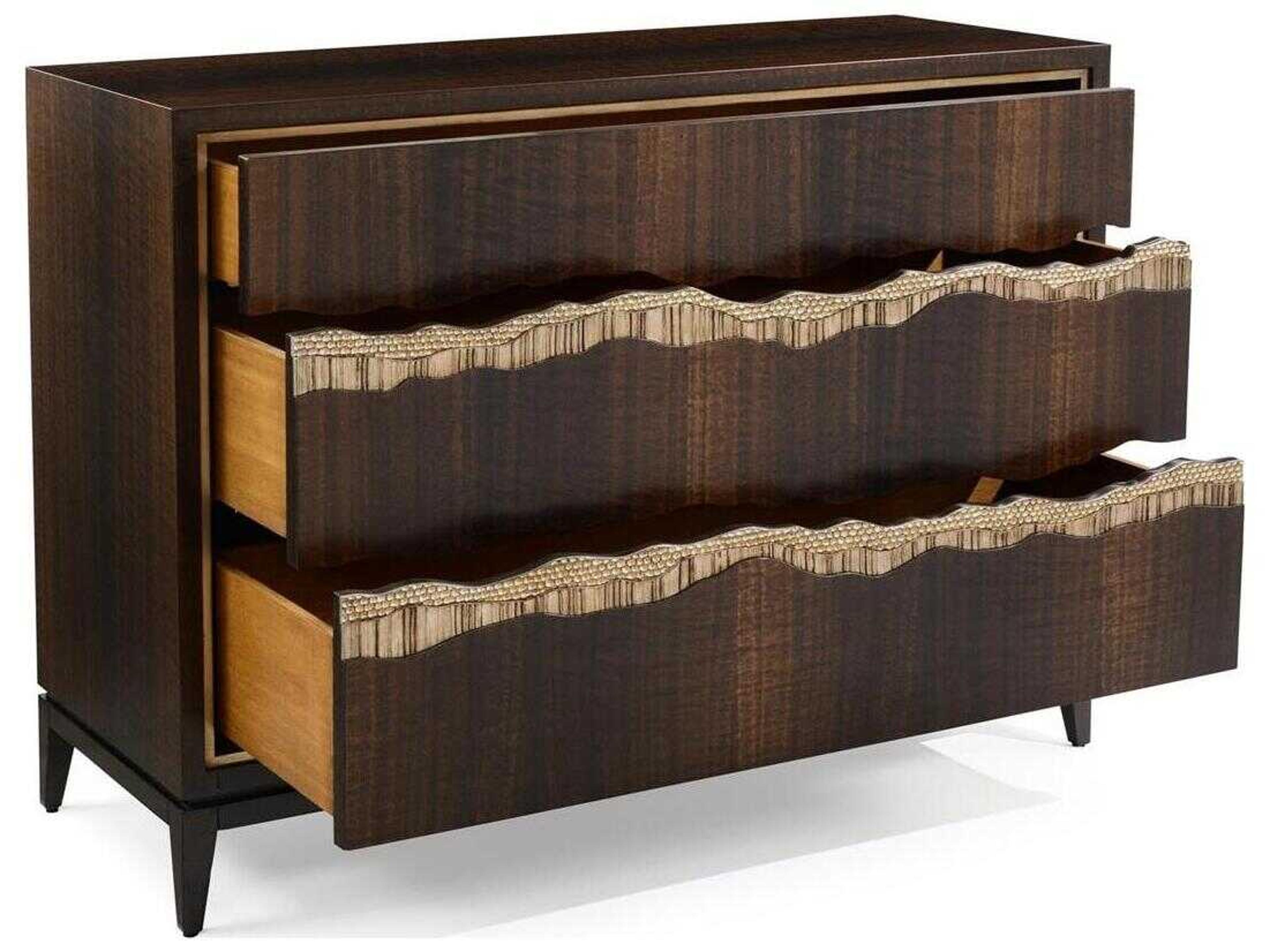 John Richard Creekside Black Brown Oak Wood Accent Chest