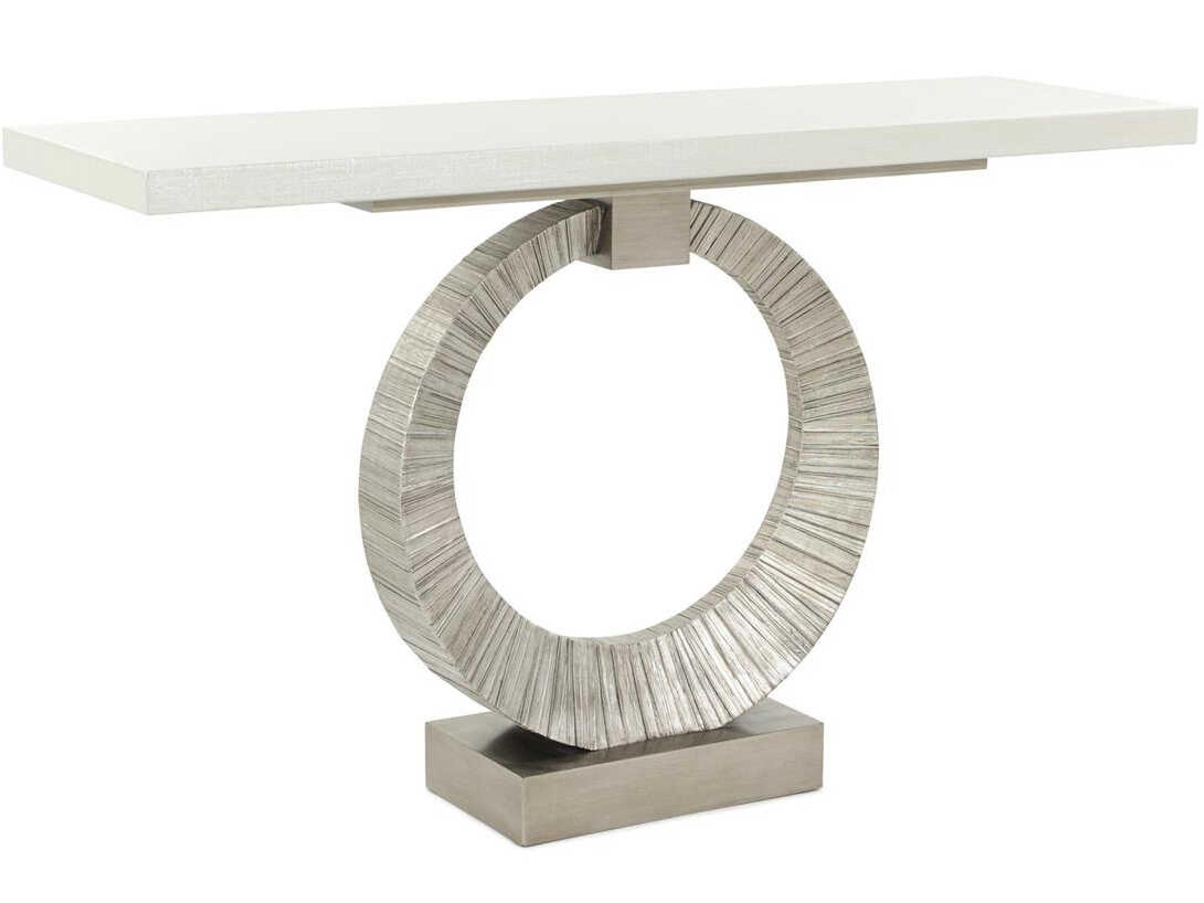 John Richard Mark McDowell Leili Rectangular Fabric Antique Pewter Console Table