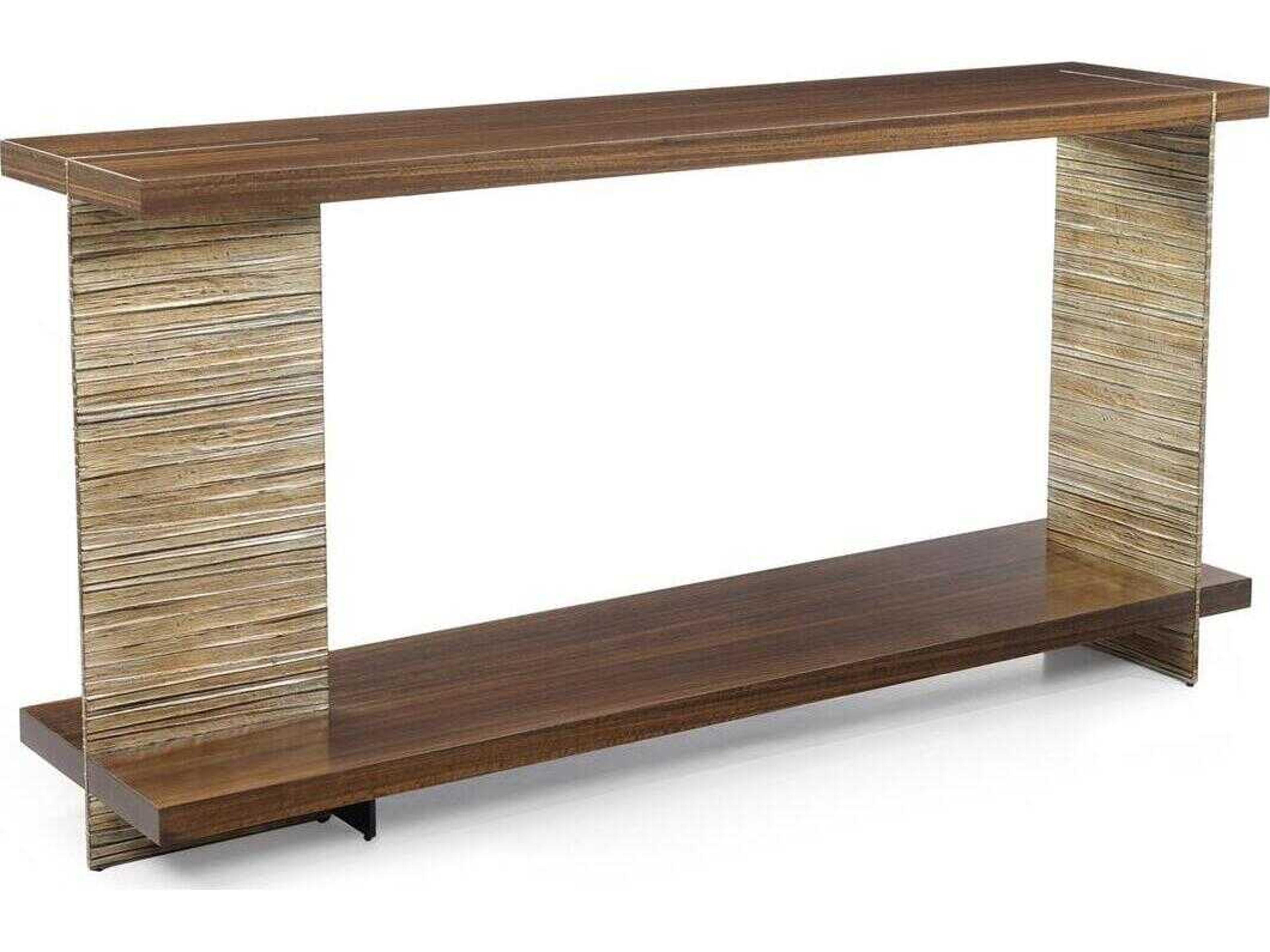 Altillo Rectangular Wood Light Smoked Rose Silver Console Table