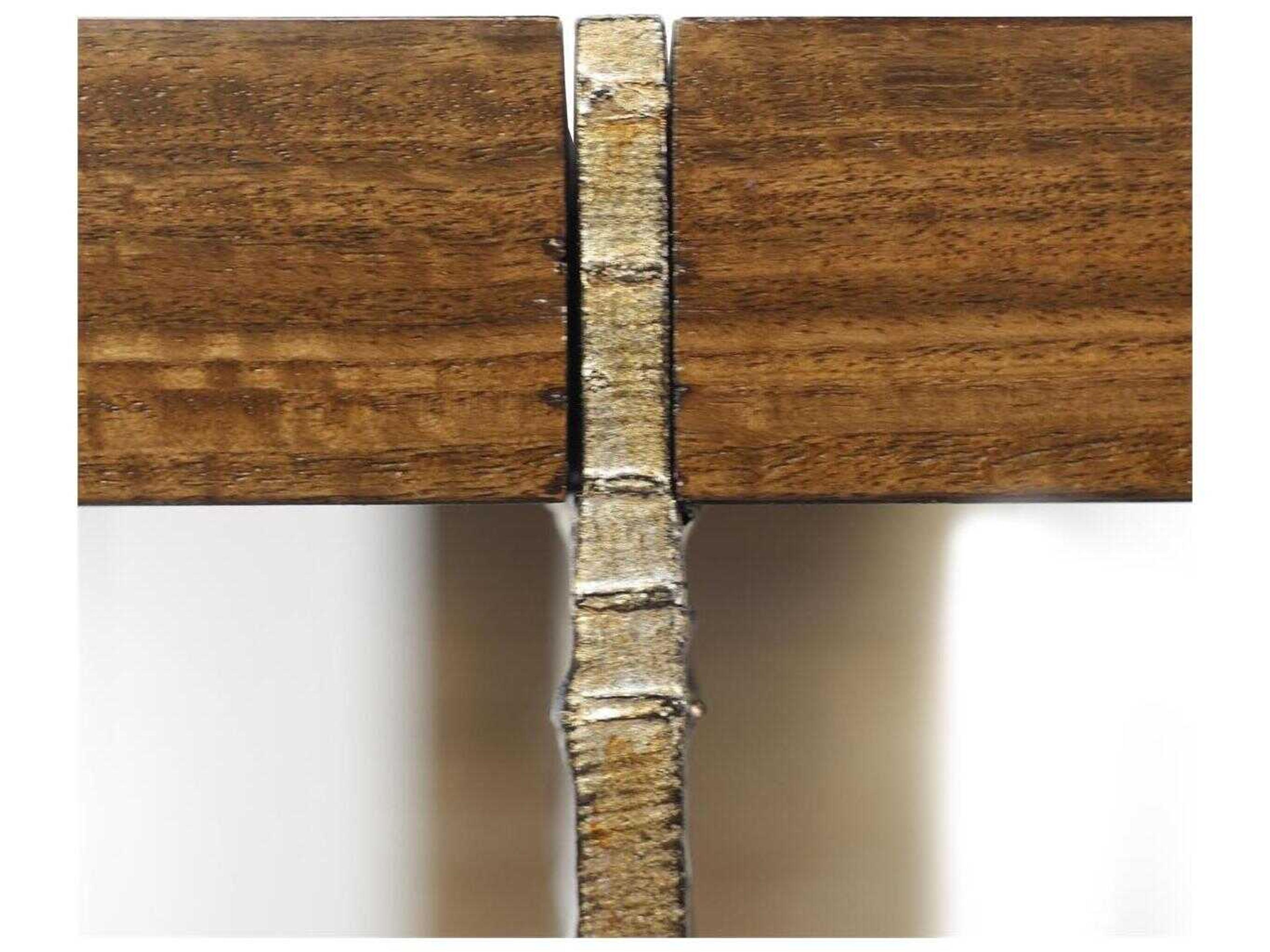 John Richard Altillo Rectangular Wood Light Smoked Rose Silver Console Table