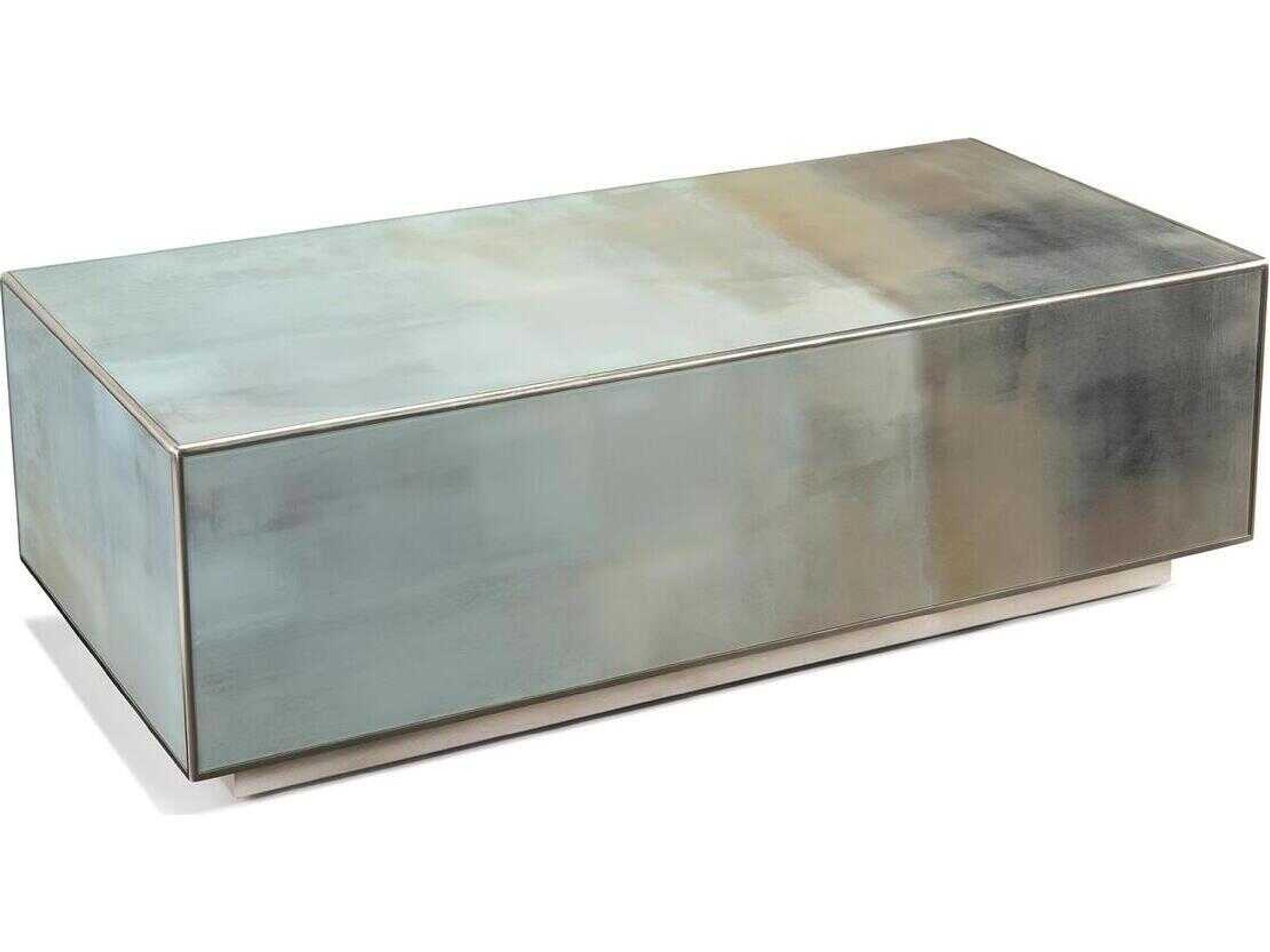 Carol Benson-Cobb Slated Rectangular Glass Silver Coffee Table