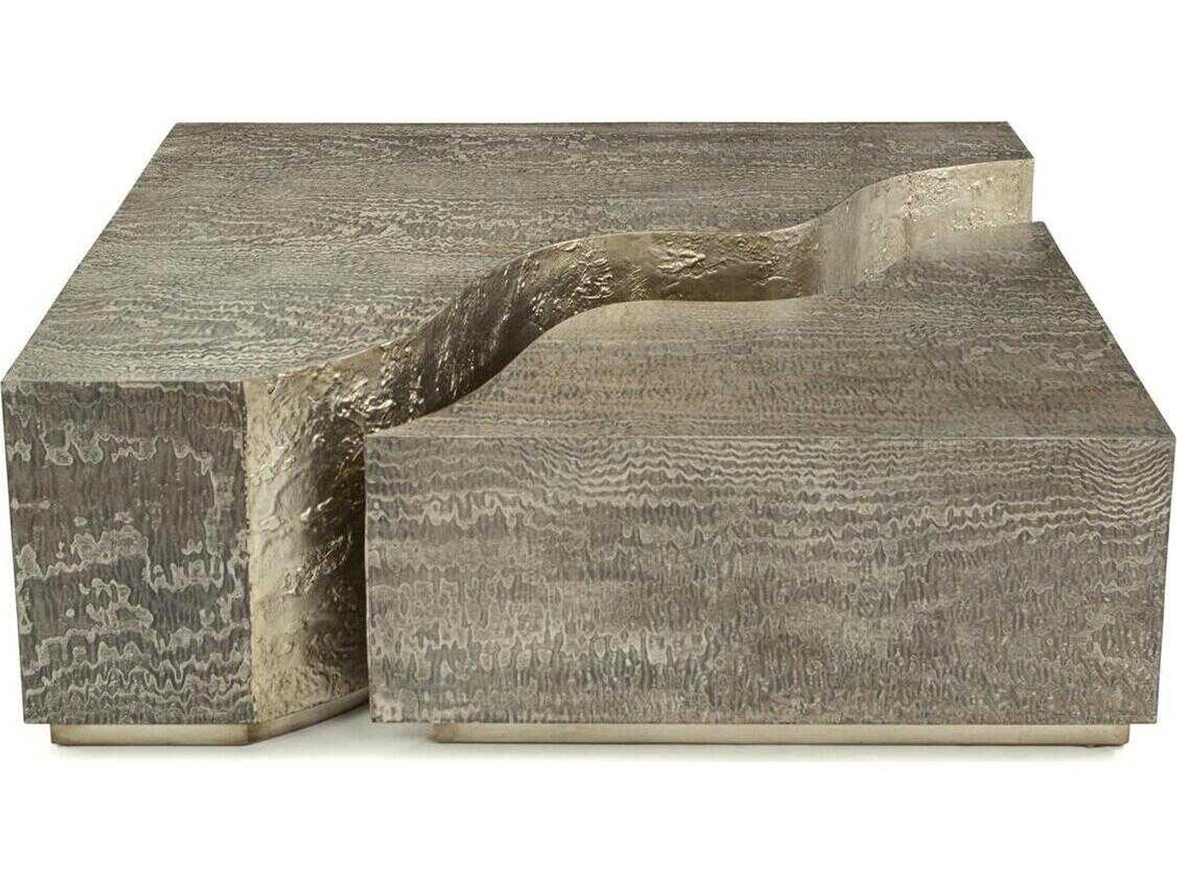 Christine Rendino Calaveras Square Wood Silver Leaf Coffee Table
