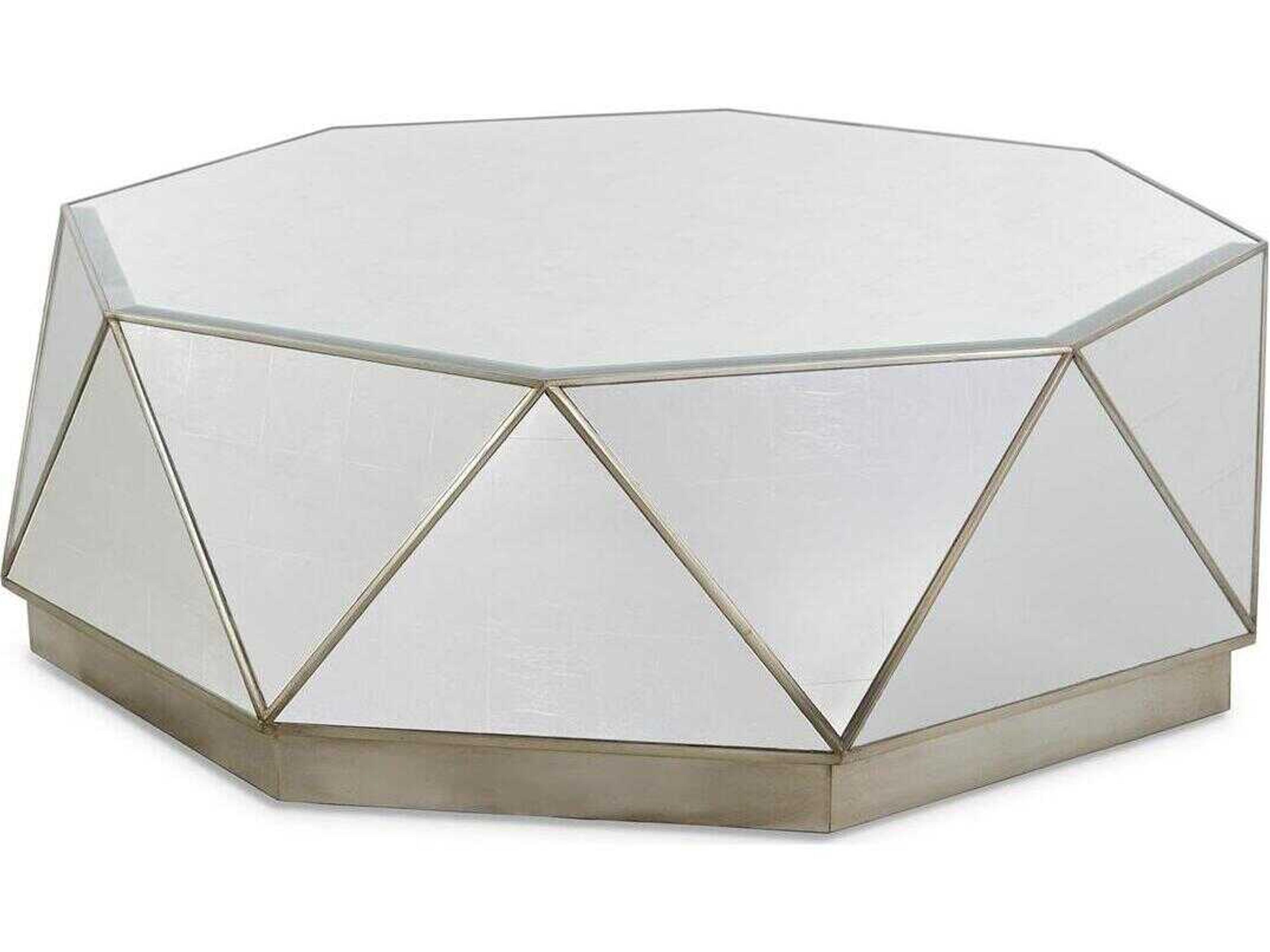 Christine Rendino Radiant Hexagon Glass Burnished Silver Leaf Coffee Table