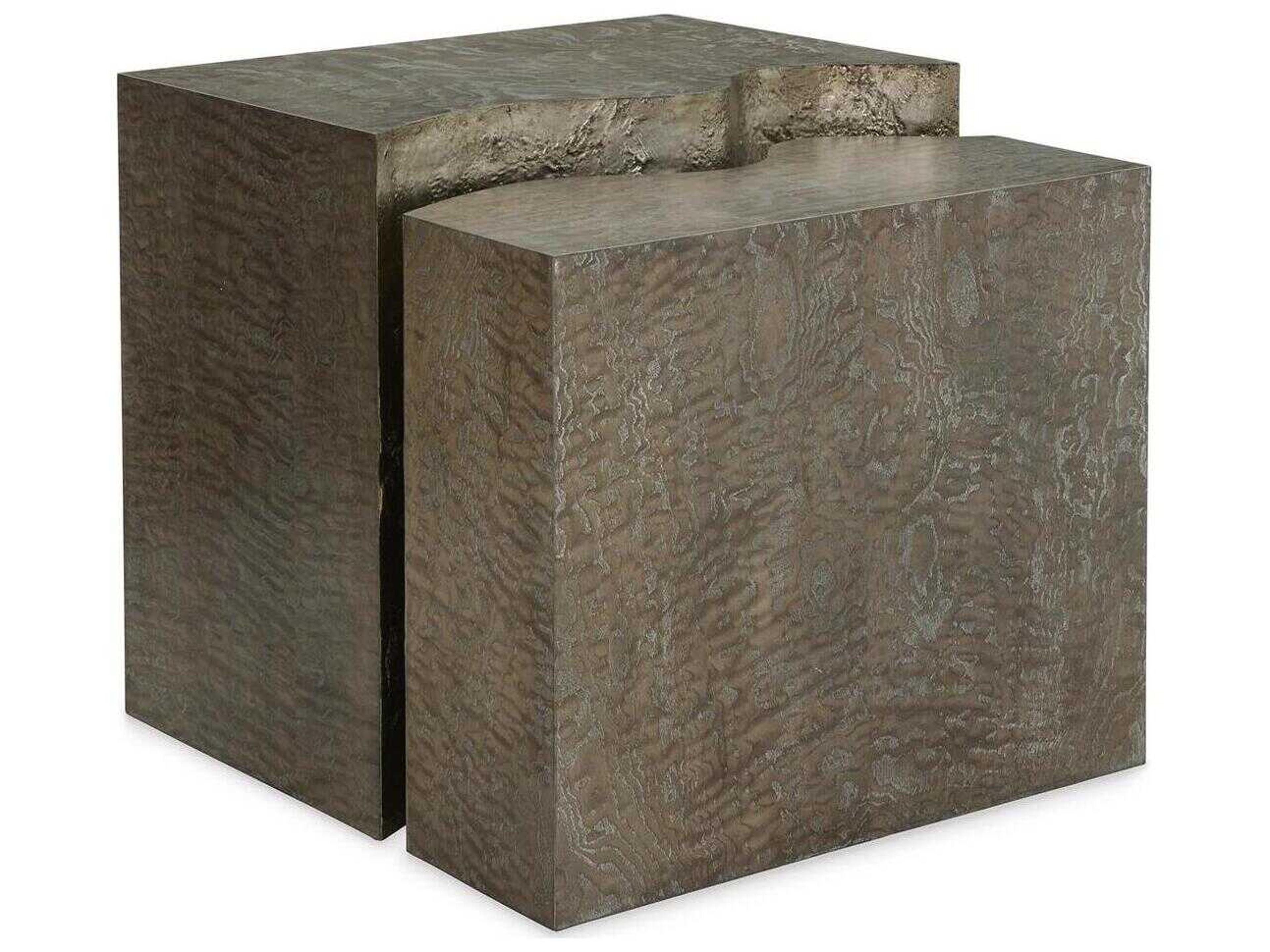 John Richard Calaveras Square Wood Burnished Silver End Table