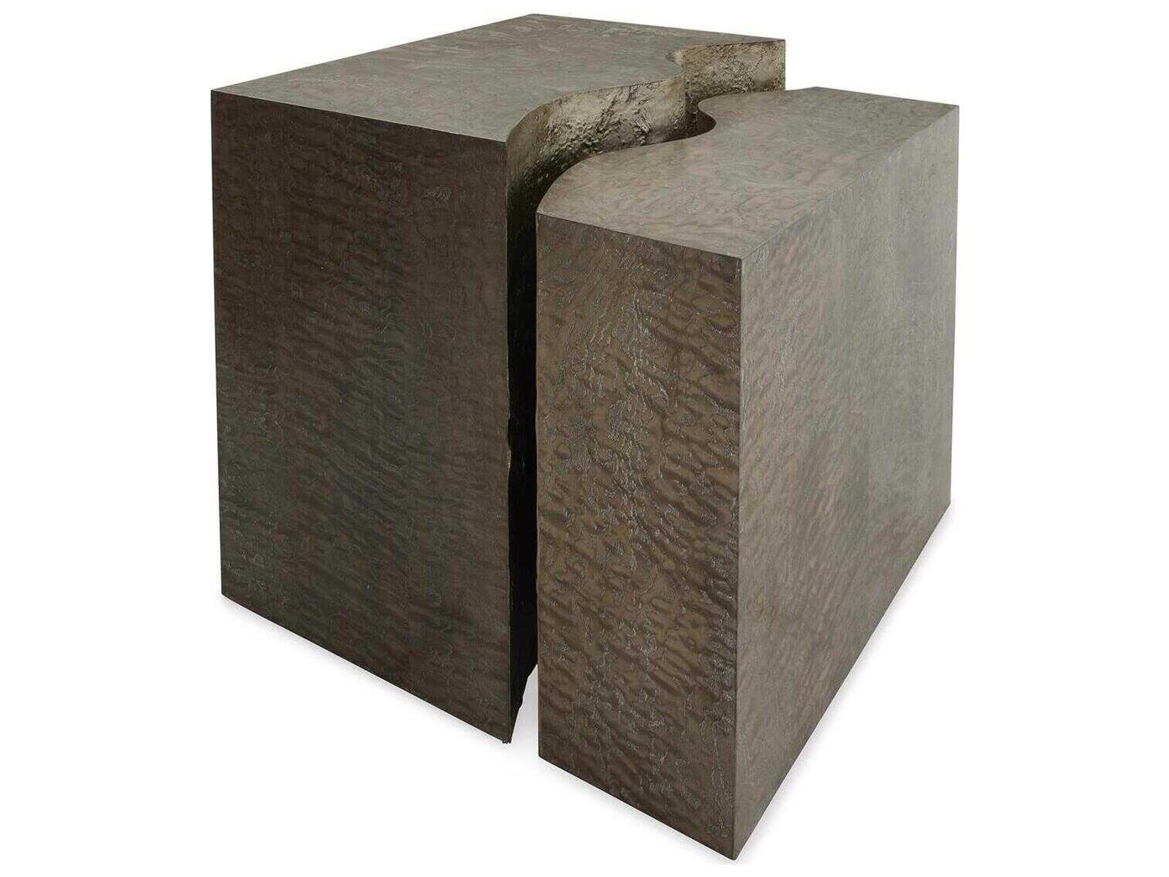 John Richard Calaveras Square Wood Burnished Silver End Table