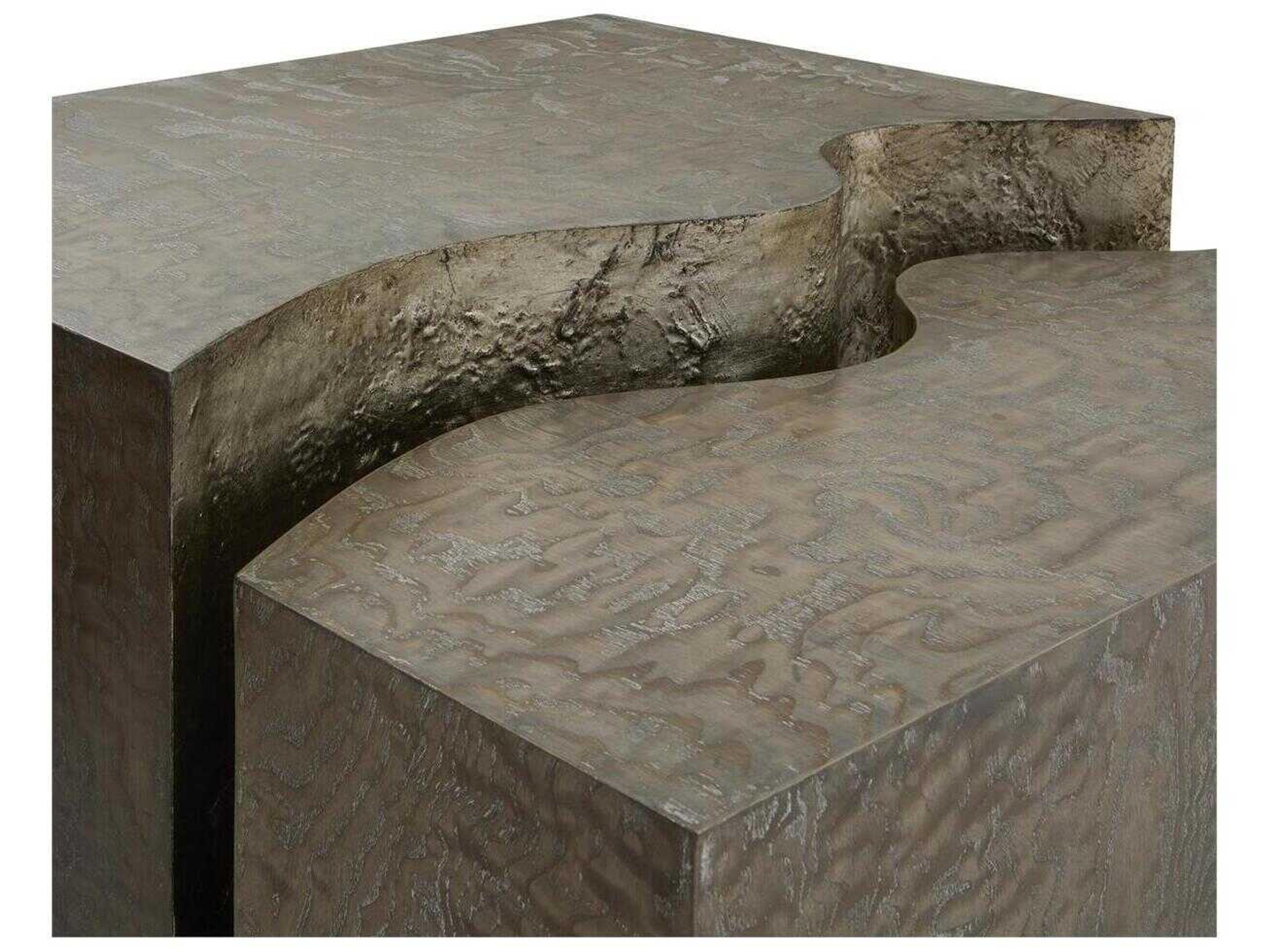 John Richard Calaveras Square Wood Burnished Silver End Table