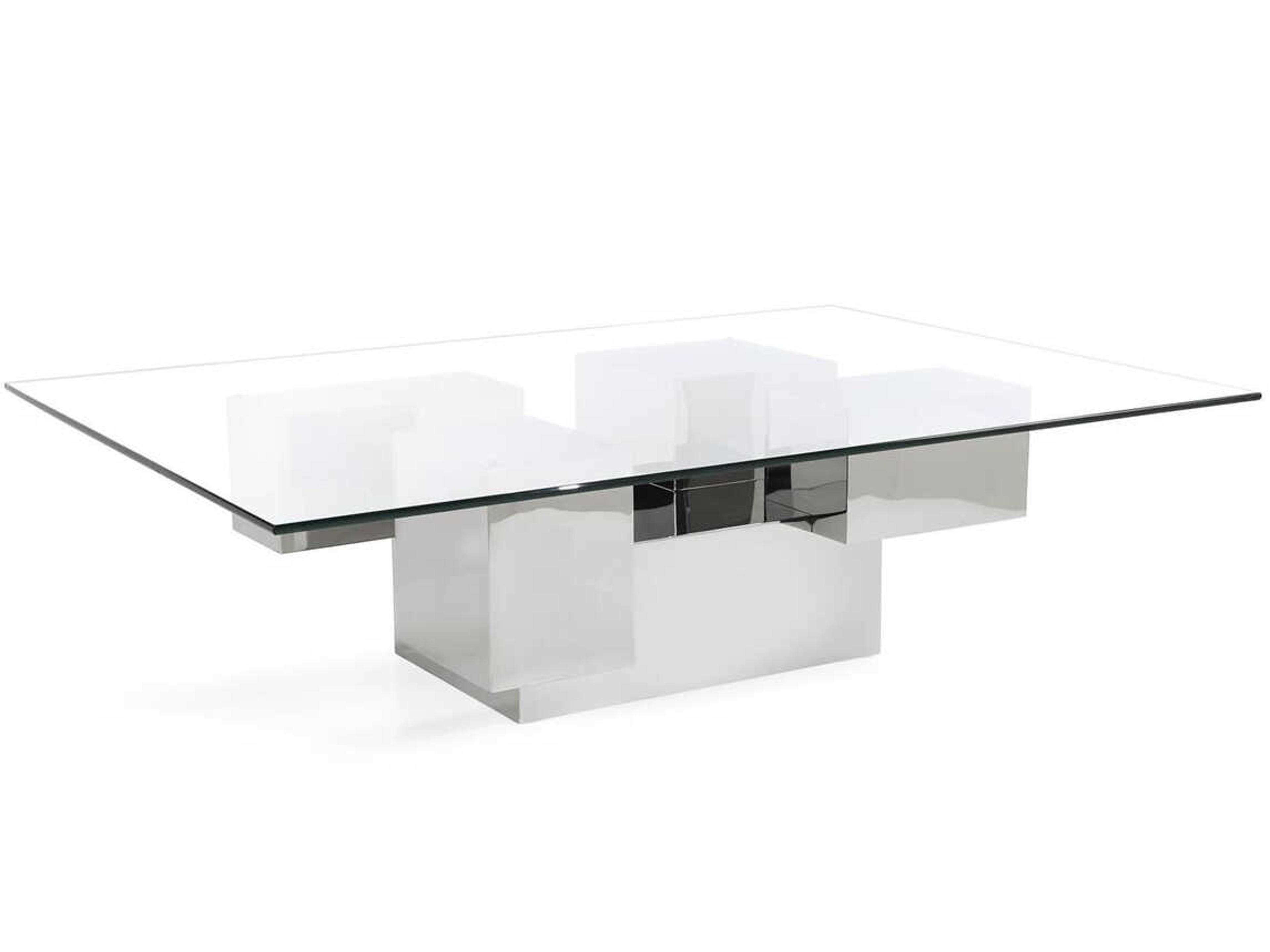 John Richard Excelsis Rectangular Glass Polished Stainless Steel Coffee Table