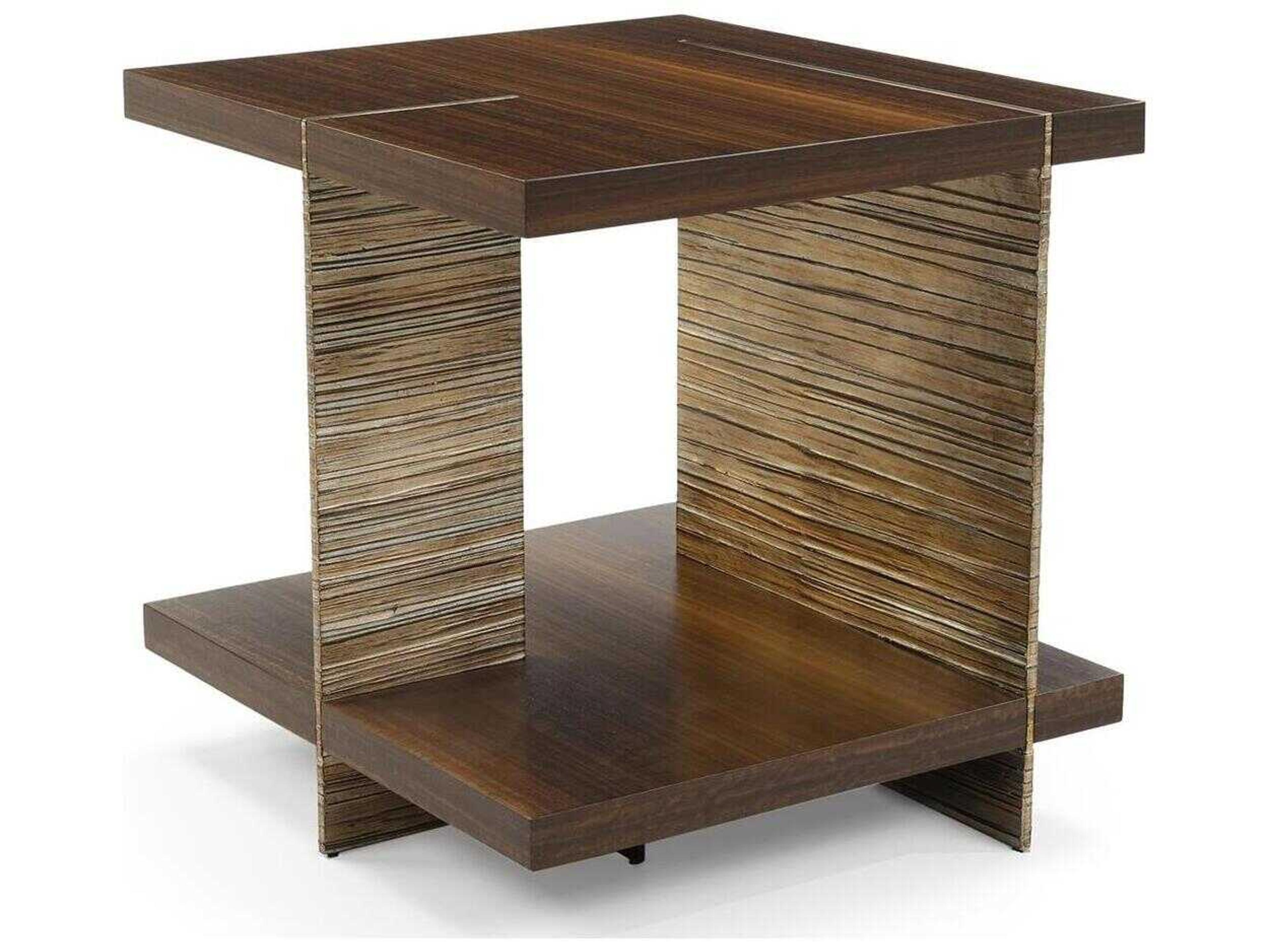 John Richard Altillo Rectangular Wood Light Smoked Rose Silver End Table