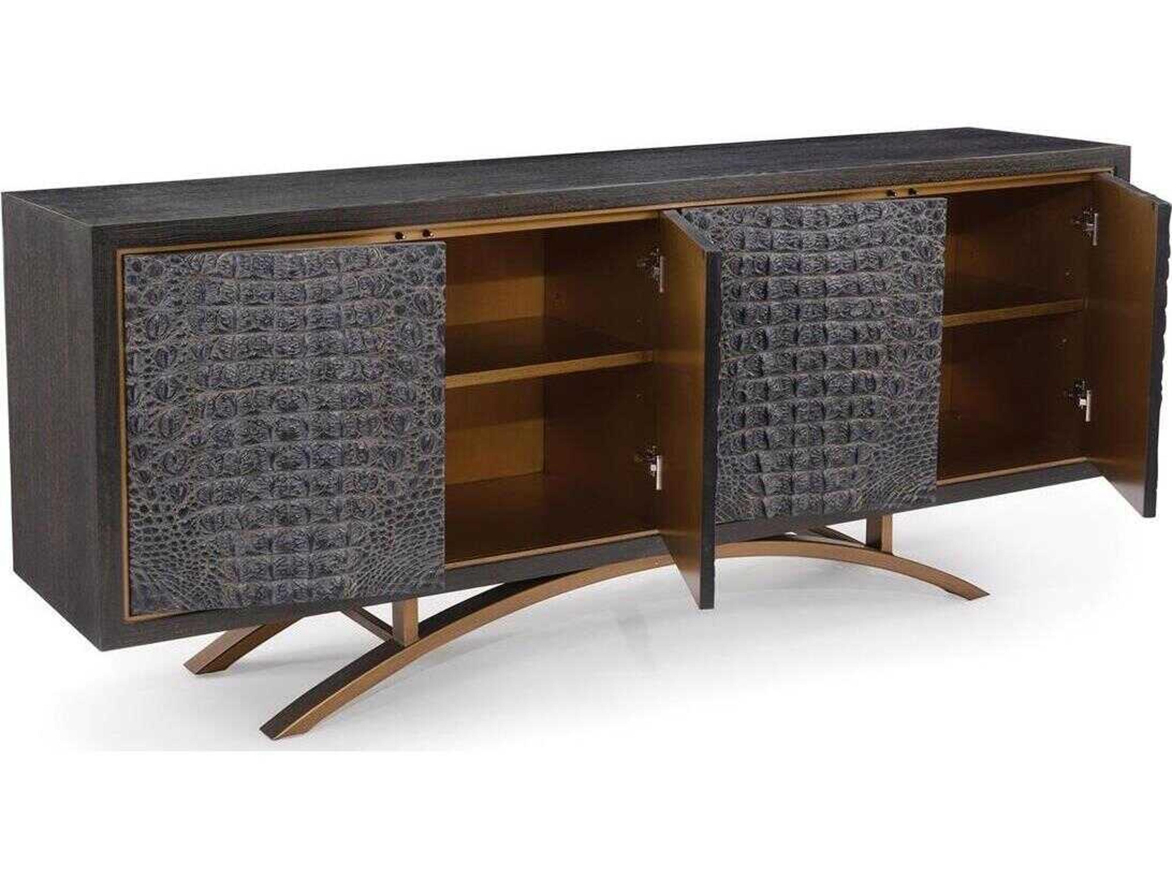 John Richard Greystoke 76" Ash Wood Black Gold Sideboard