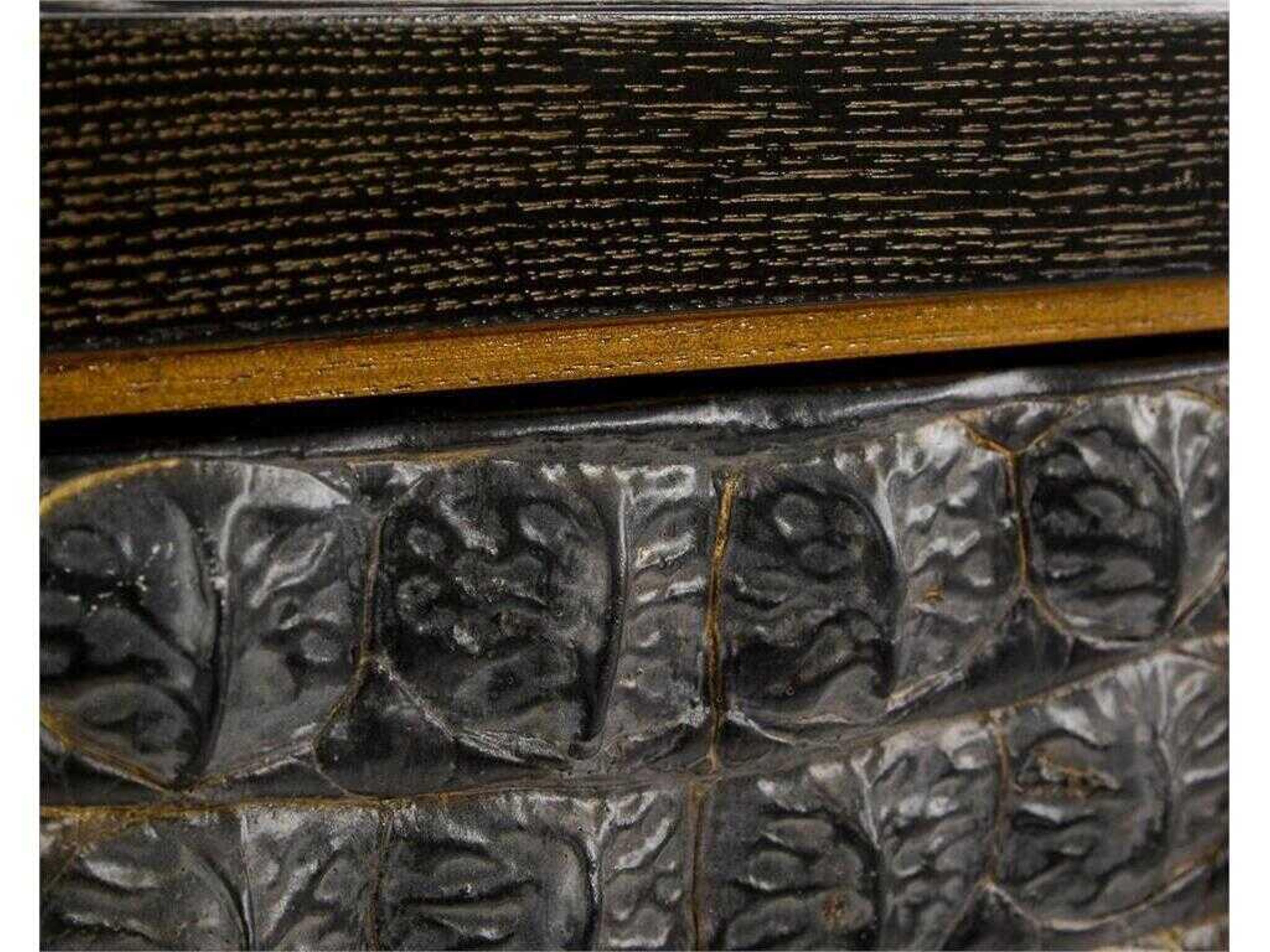 John Richard Greystoke 76" Ash Wood Black Gold Sideboard