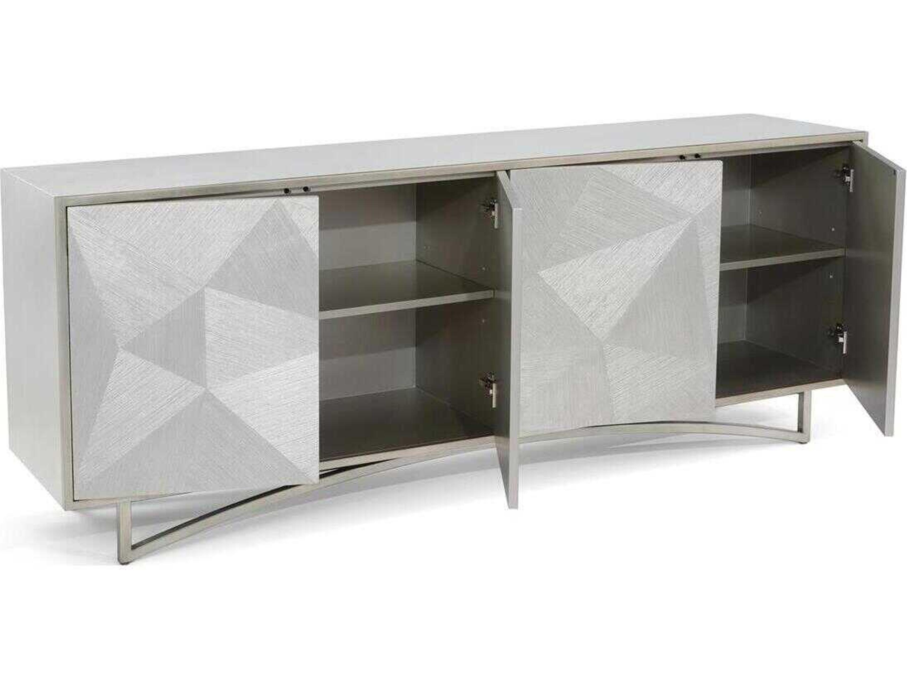 John Richard Mark McDowell Vertex 82" Beech Wood Silver Whitewash Sideboard