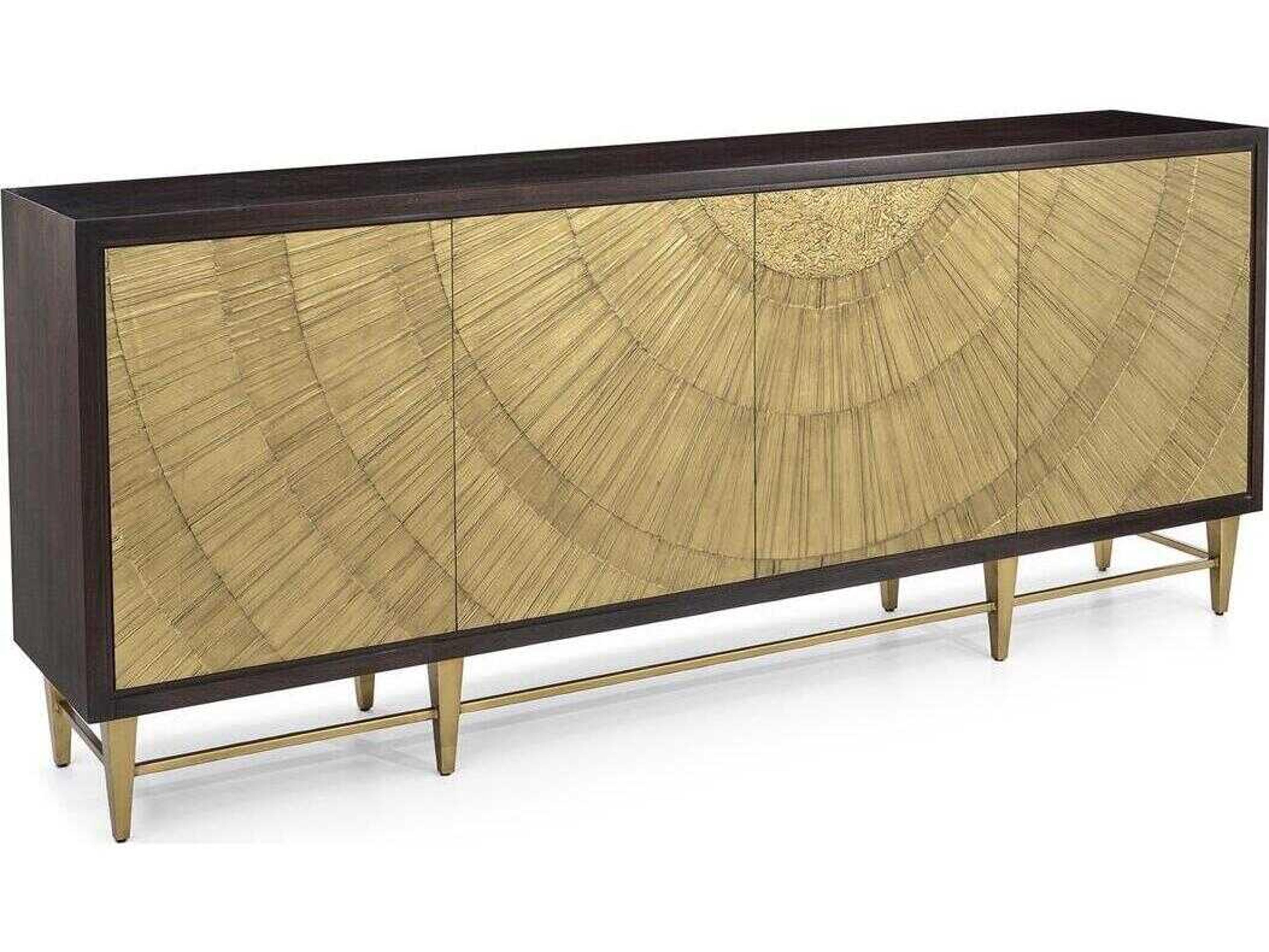 John Richard Radiate 94" Beech Wood Black Walnut Gold Coast Sideboard