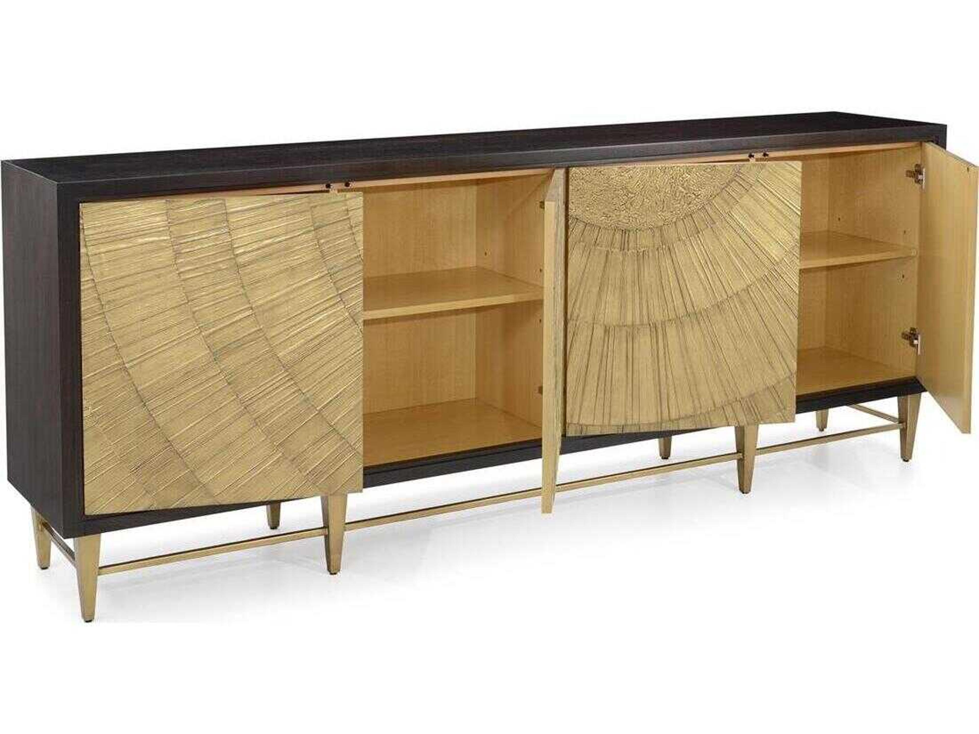 John Richard Radiate 94" Beech Wood Black Walnut Gold Coast Sideboard