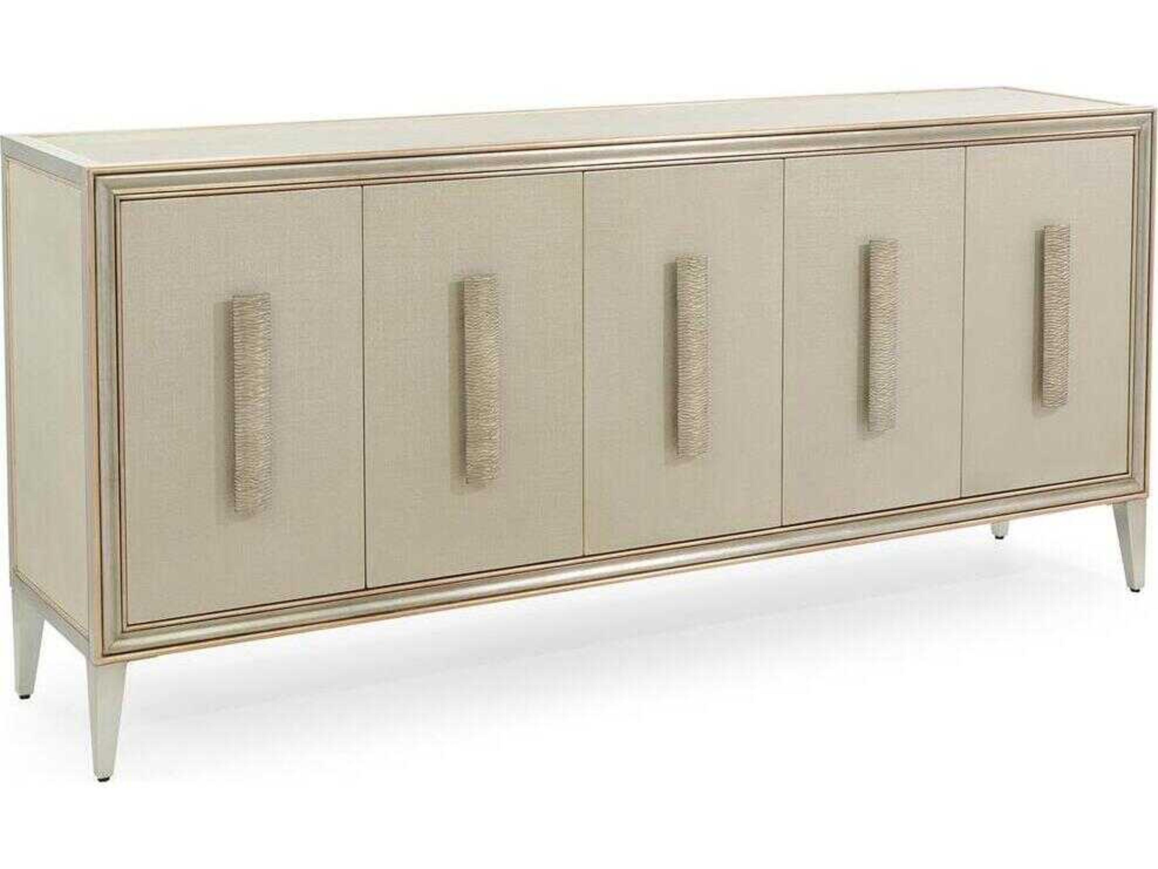 Mark McDowell Cefalu 82" Beech Wood Burnished Pewter Credenza Sideboard