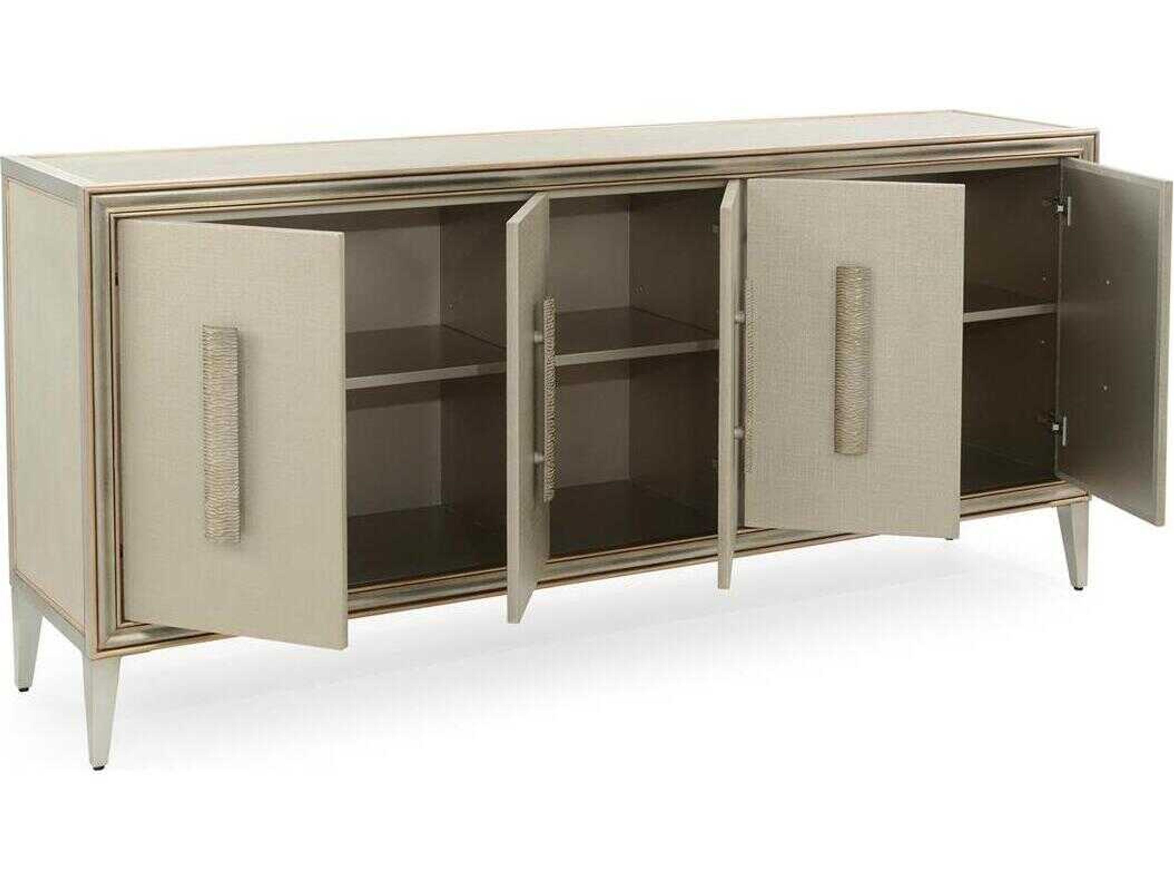 John Richard Mark McDowell Cefalu 82" Beech Wood Burnished Pewter Credenza Sideboard