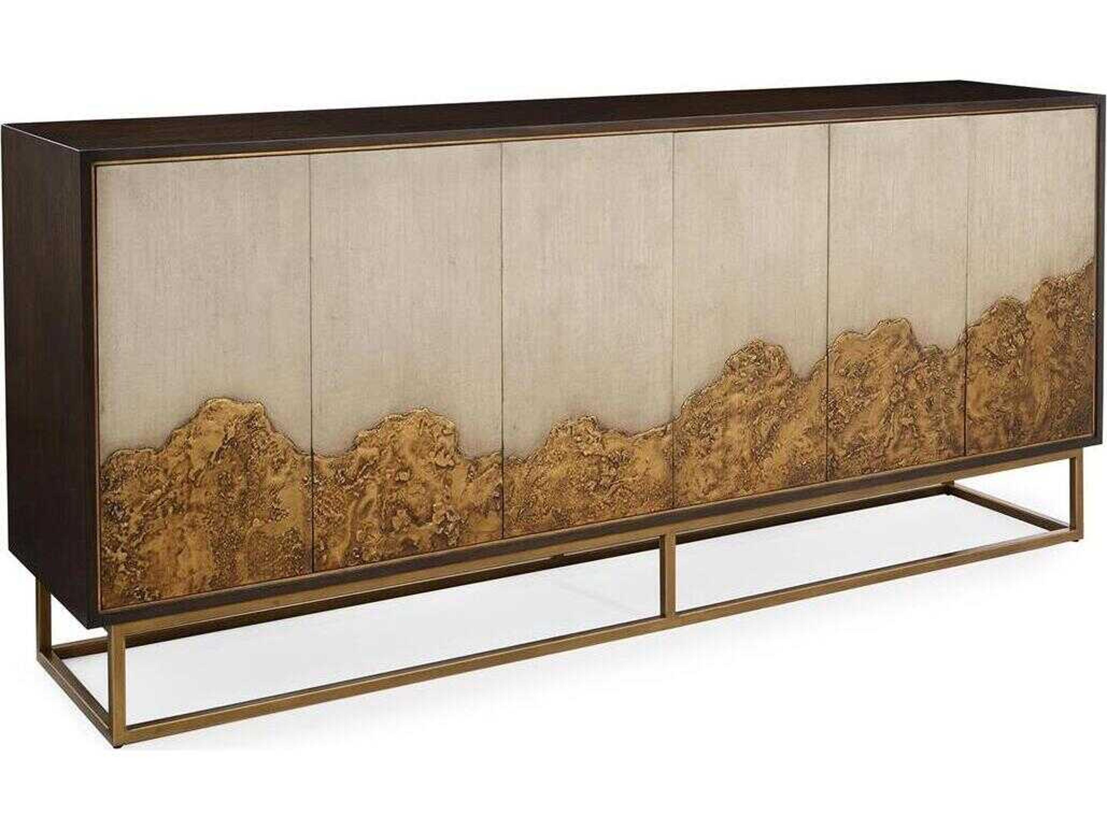 John Richard Highlands 95" Walnut Wood Aztec Gold Black Sideboard
