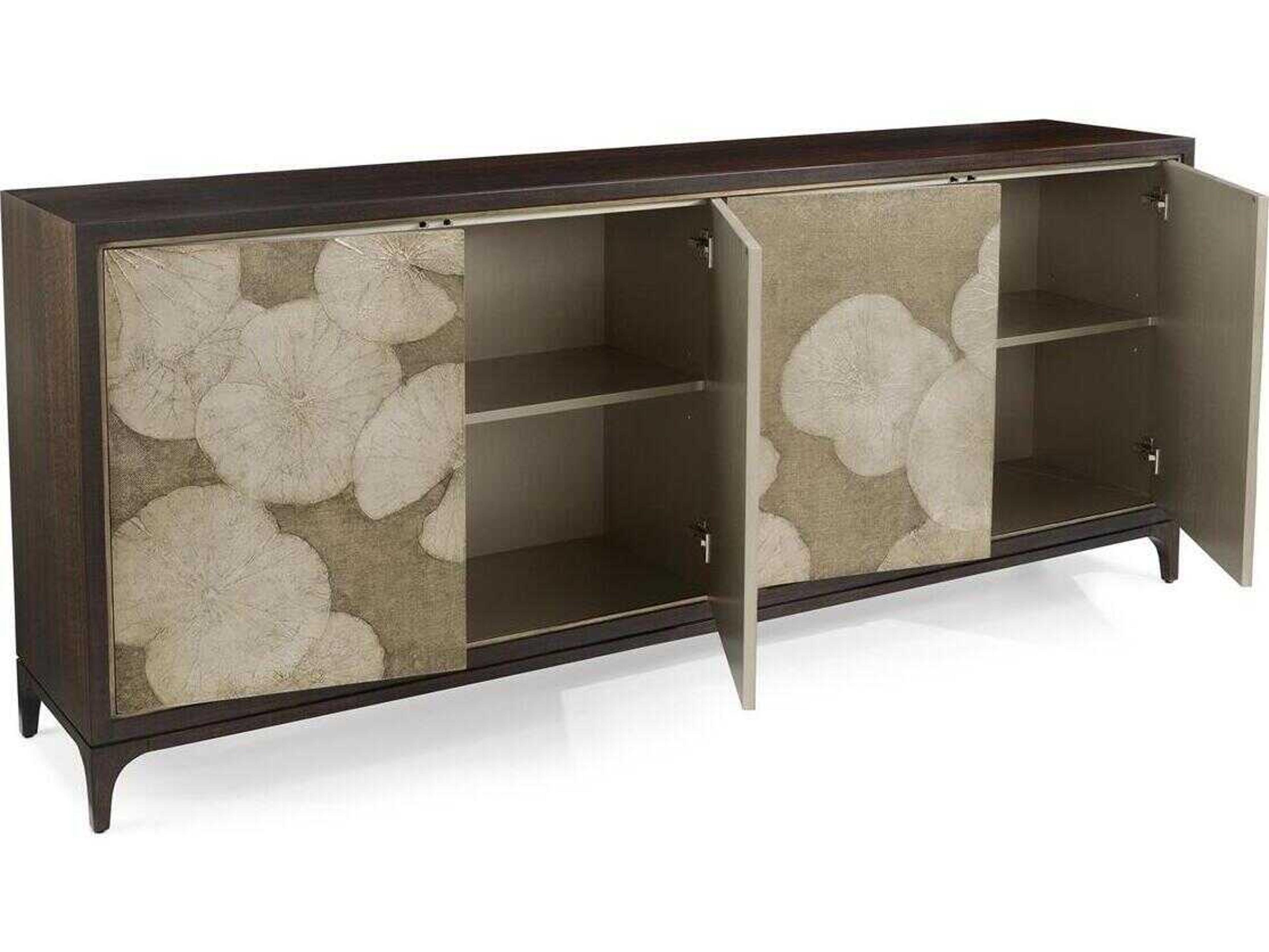 John Richard Mark McDowell Itadori 94" Beech Wood Brown Silver Leaf Credenza Sideboard