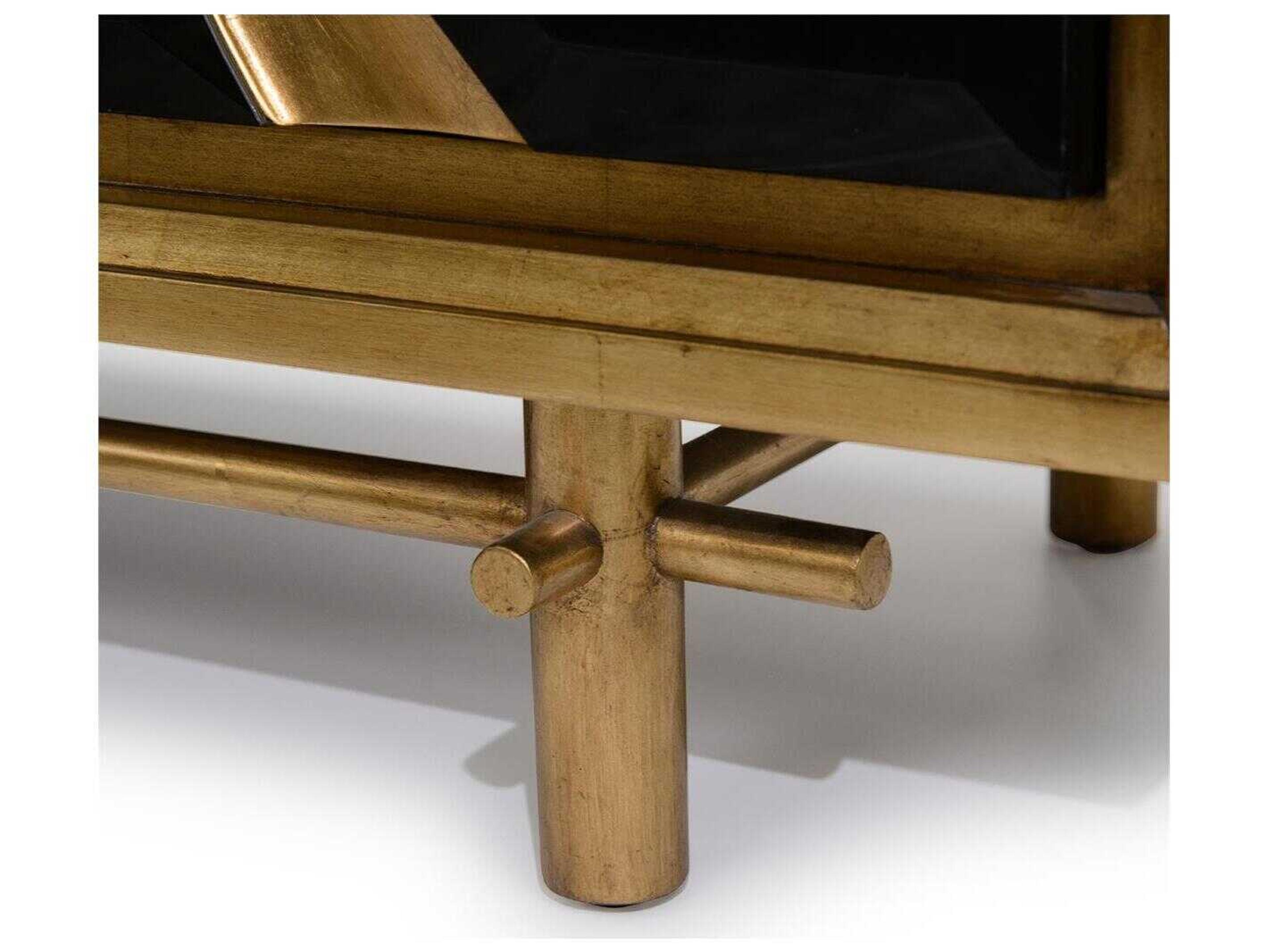 John Richard Mark McDowell Revne 94" Beech Wood Black Gold Credenza Sideboard