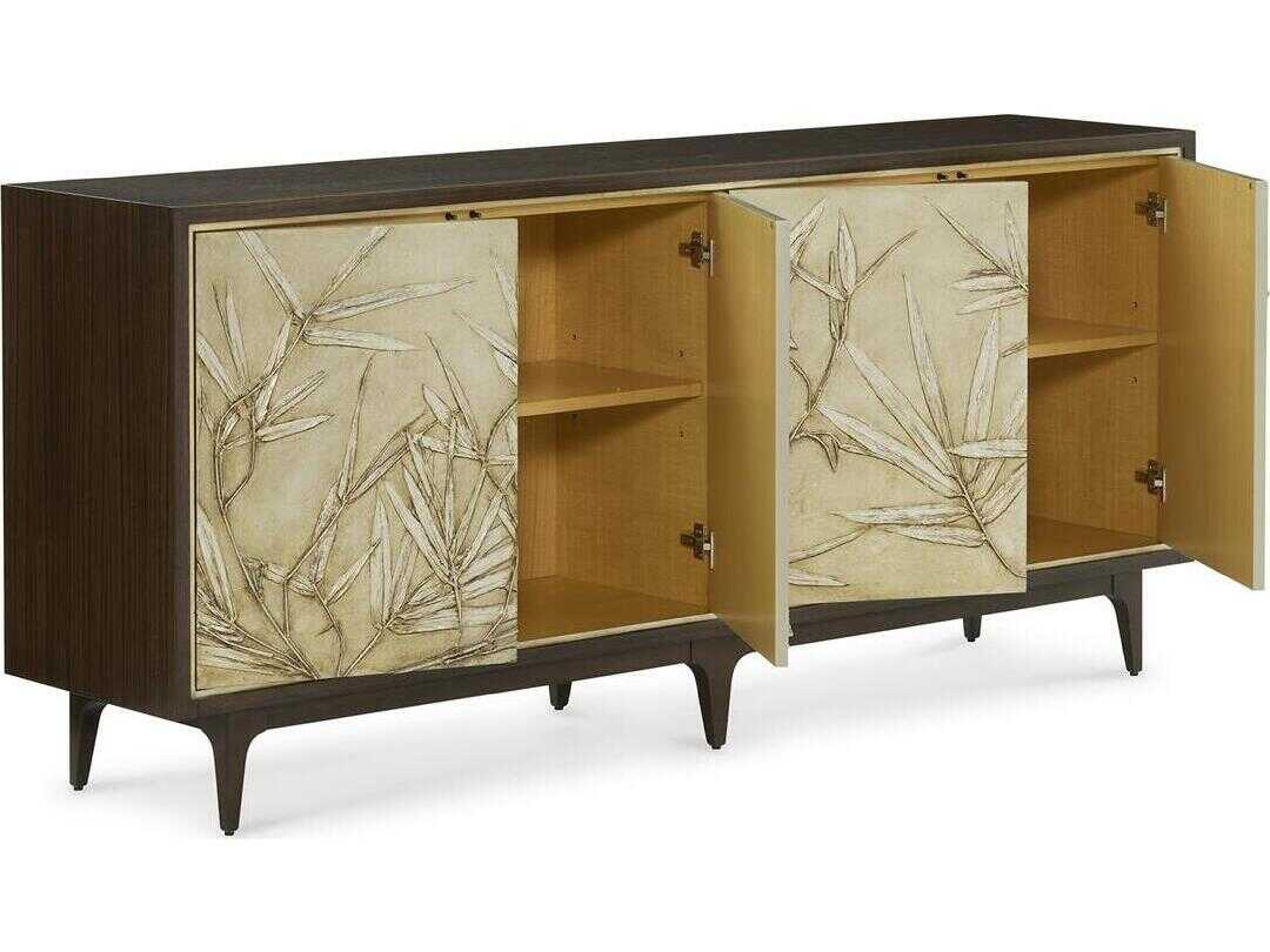 John Richard Bosque 82" Beech Wood Antique Champagne Silver Sideboard