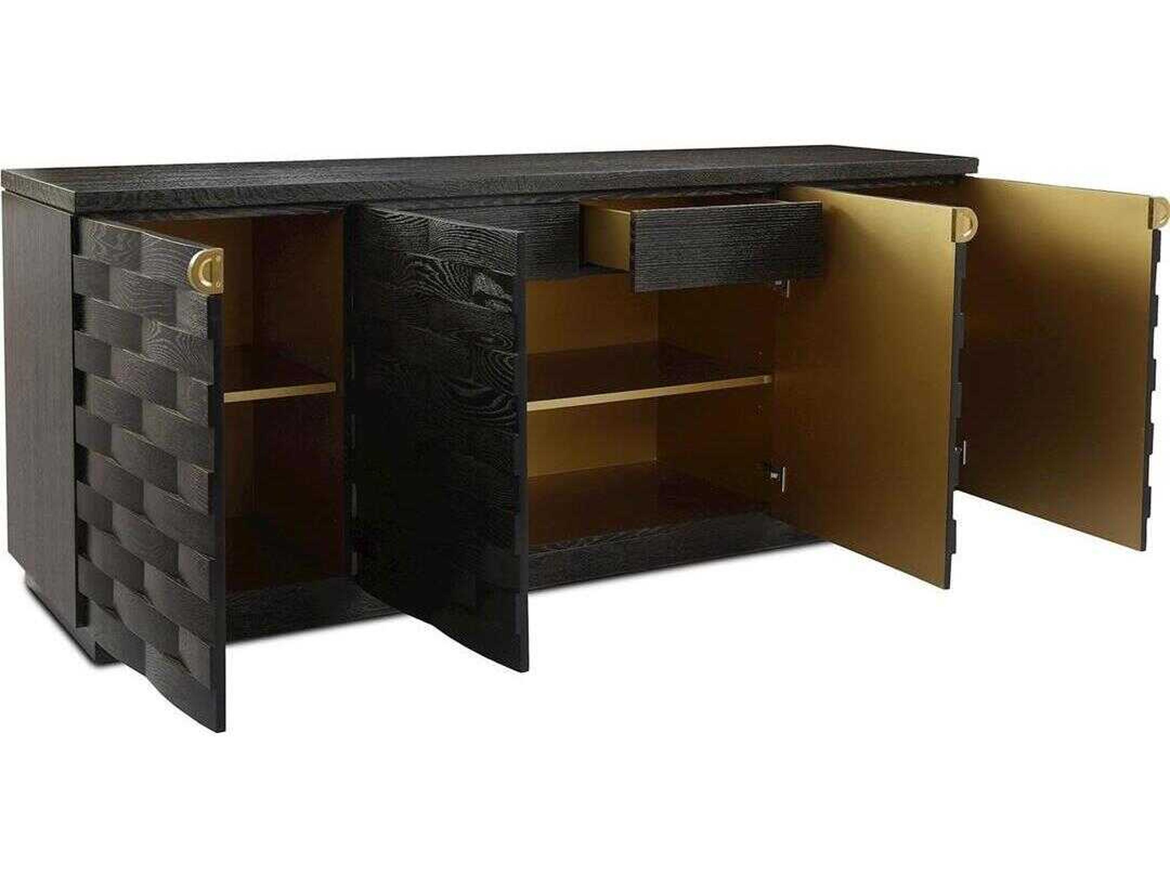 John Richard Tessere 84" Oak Wood Gold Cerused Black Sideboard