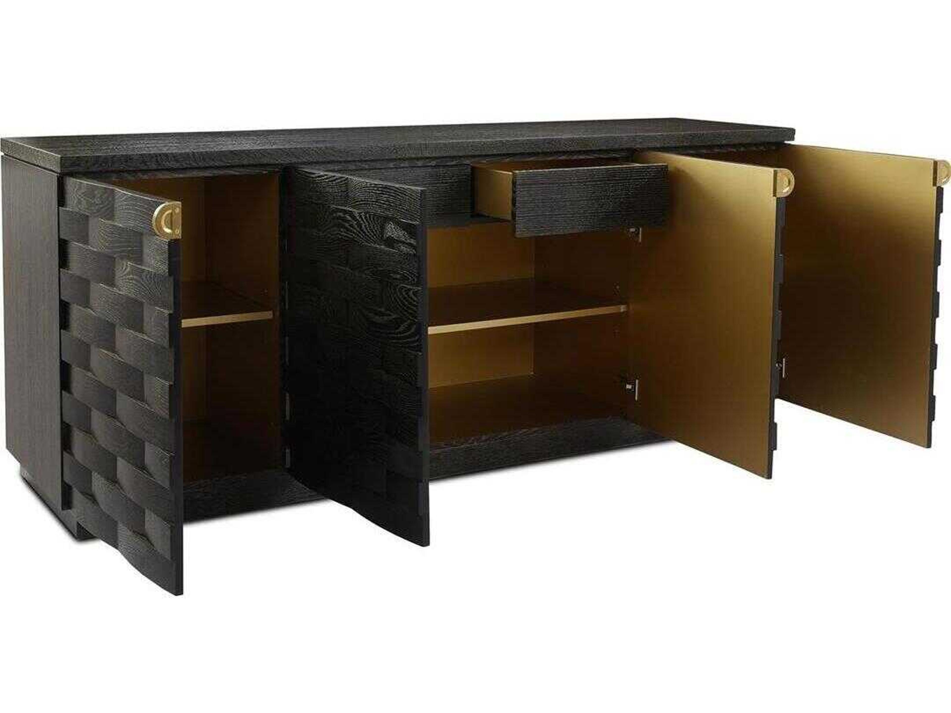 John Richard Tessere 84" Oak Wood Gold Cerused Black Sideboard