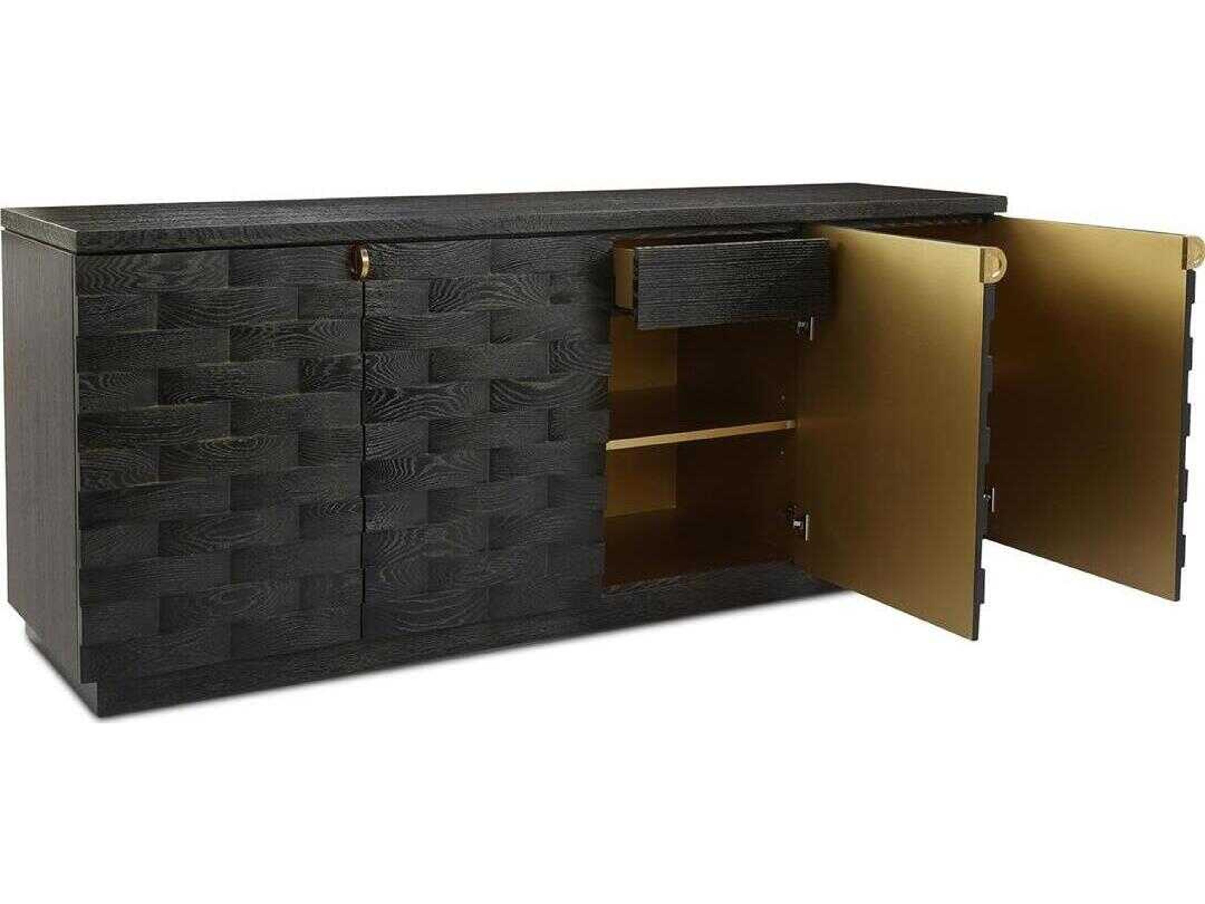 John Richard Tessere 84" Oak Wood Gold Cerused Black Sideboard