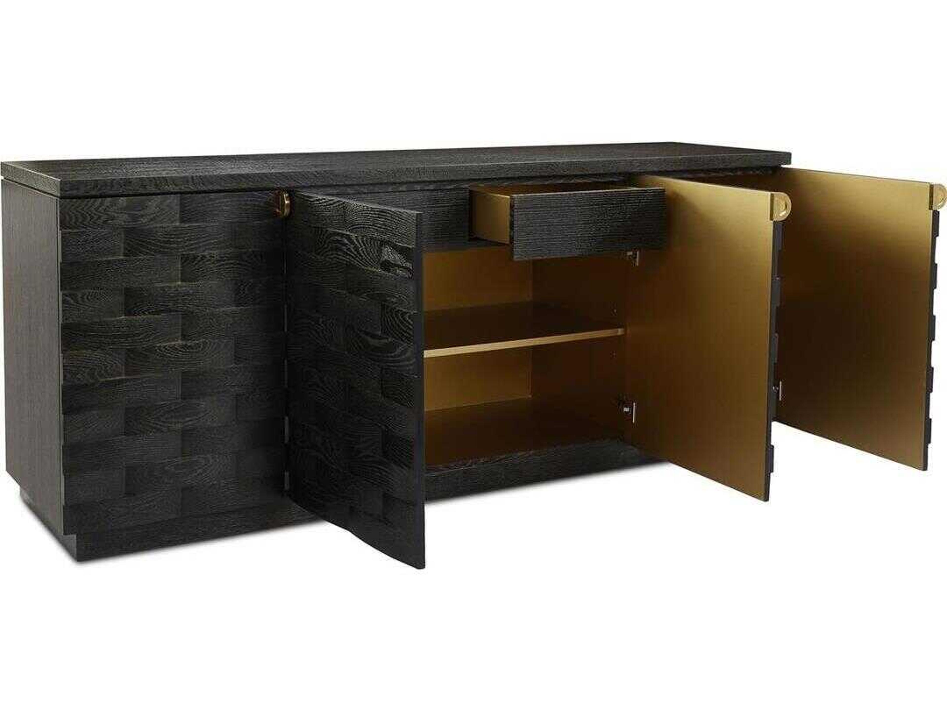 John Richard Tessere 84" Oak Wood Gold Cerused Black Sideboard